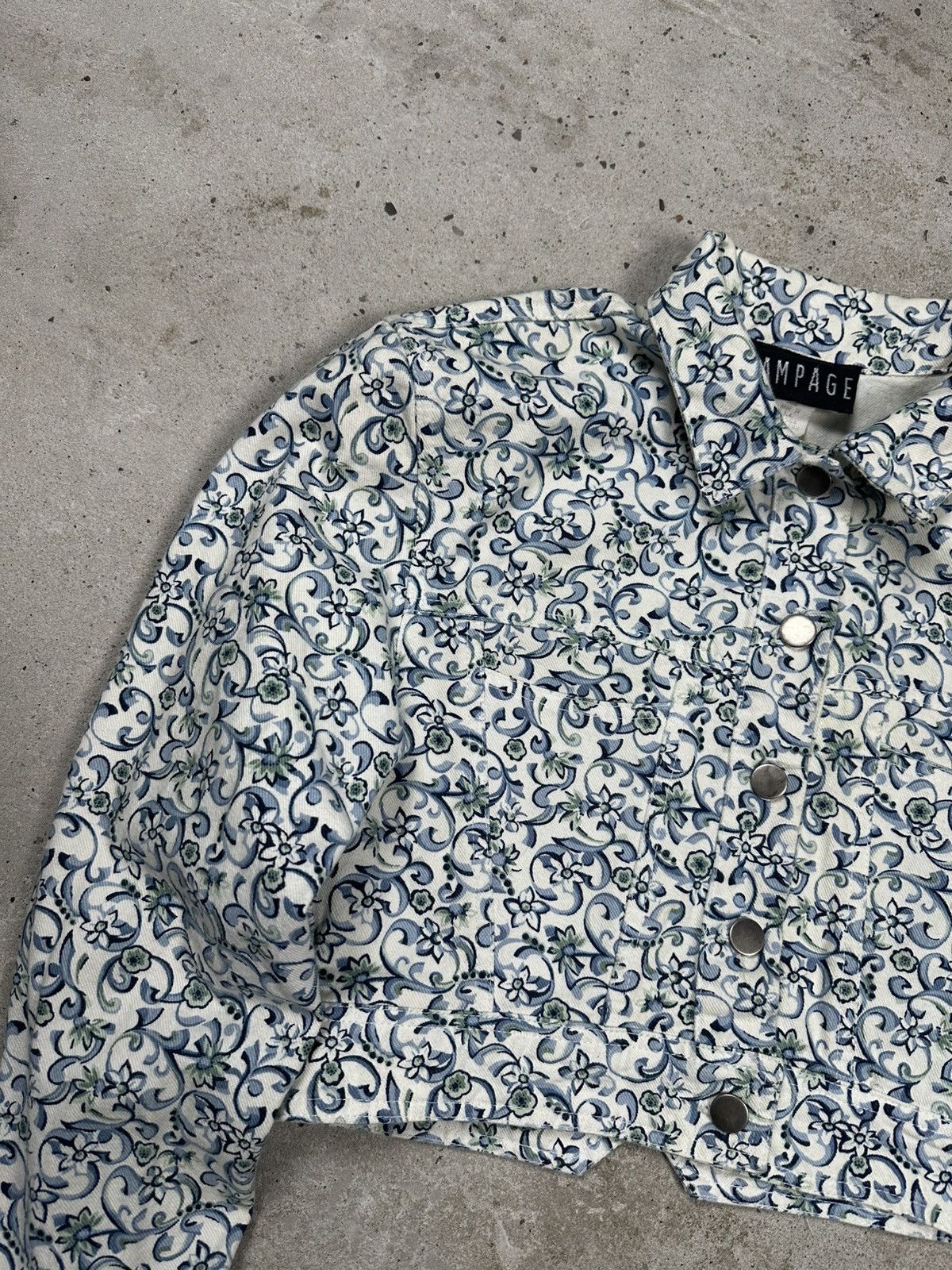 Other Vintage 90s Rampage Floral Print Cropped Denim Jeans Jacket Size M / US 6-8 / IT 42-44 - 5 Thumbnail