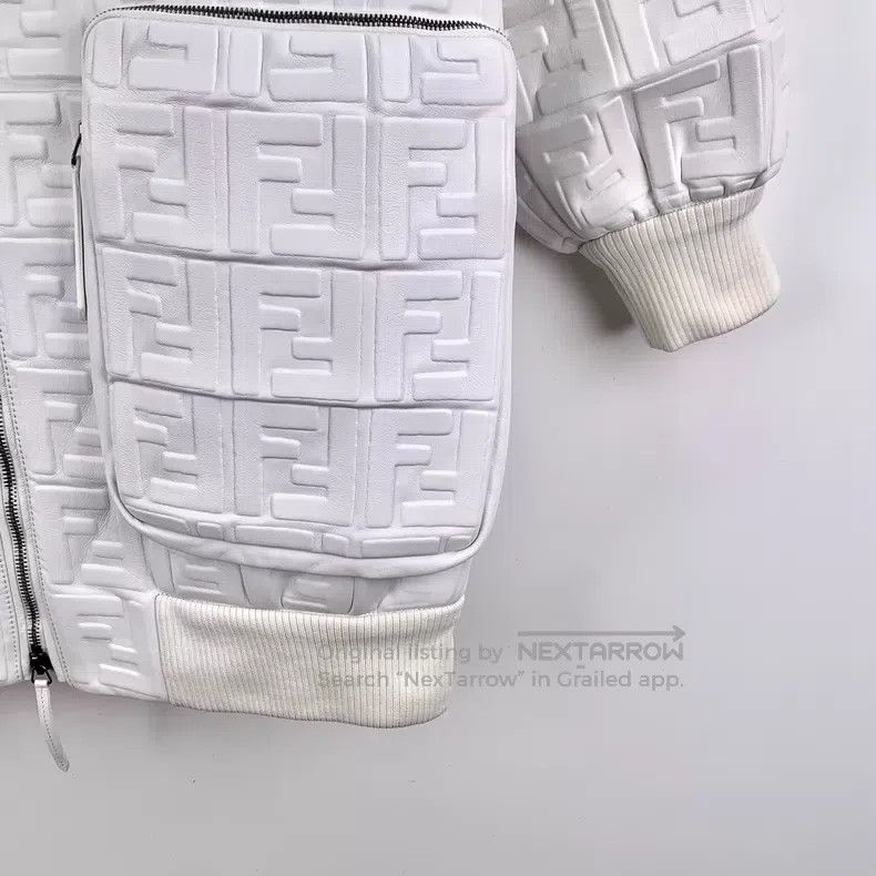 Fendi Fendi White double F embossed logo leather collar zip long Size XS / US 0-2 / IT 36-38 - 4 Thumbnail