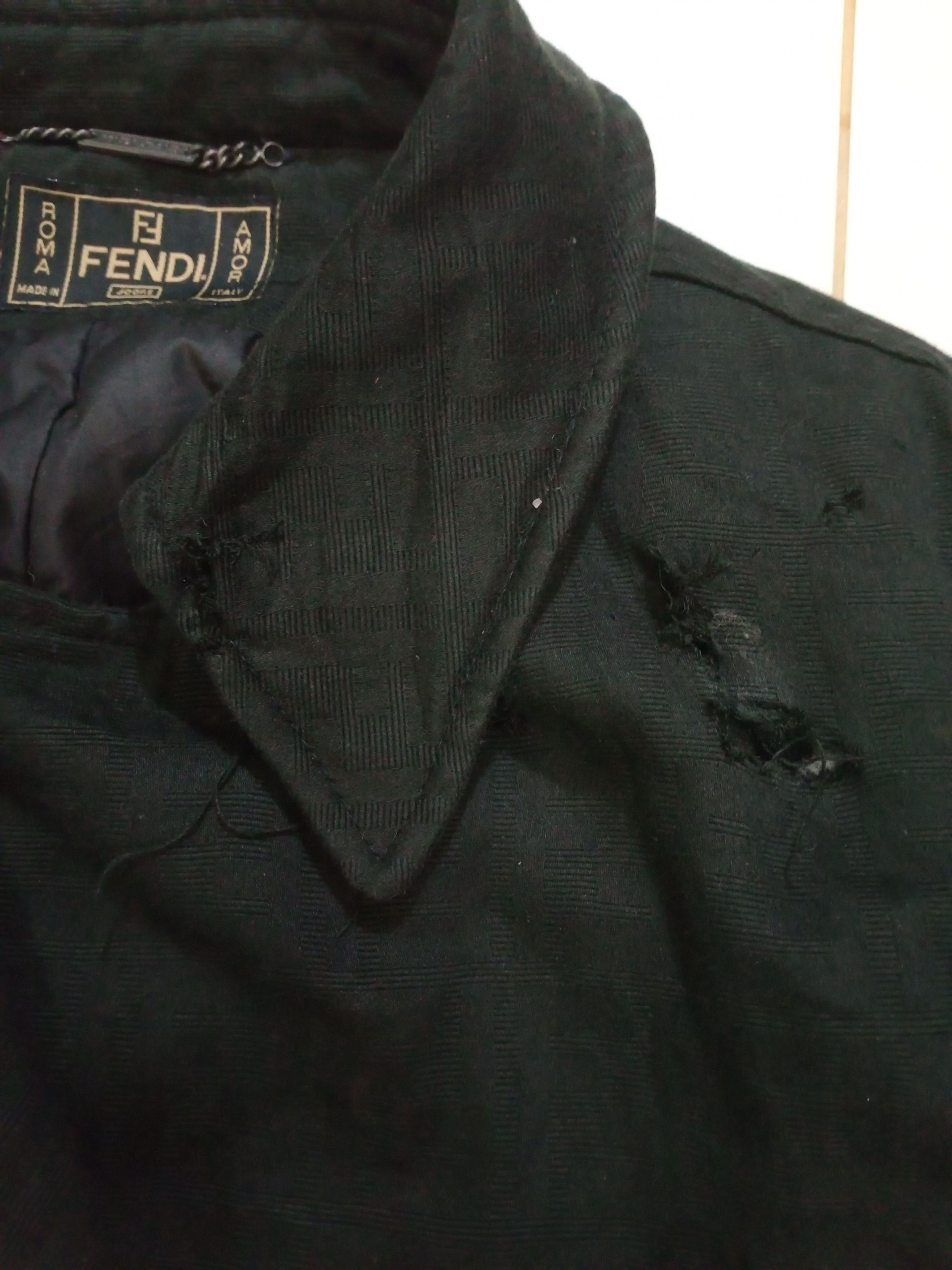 Fendi Vintage Fendi Zucca Monogram Black Distressed Trench Coat Size US M / EU 48-50 / 2 - 11 Thumbnail