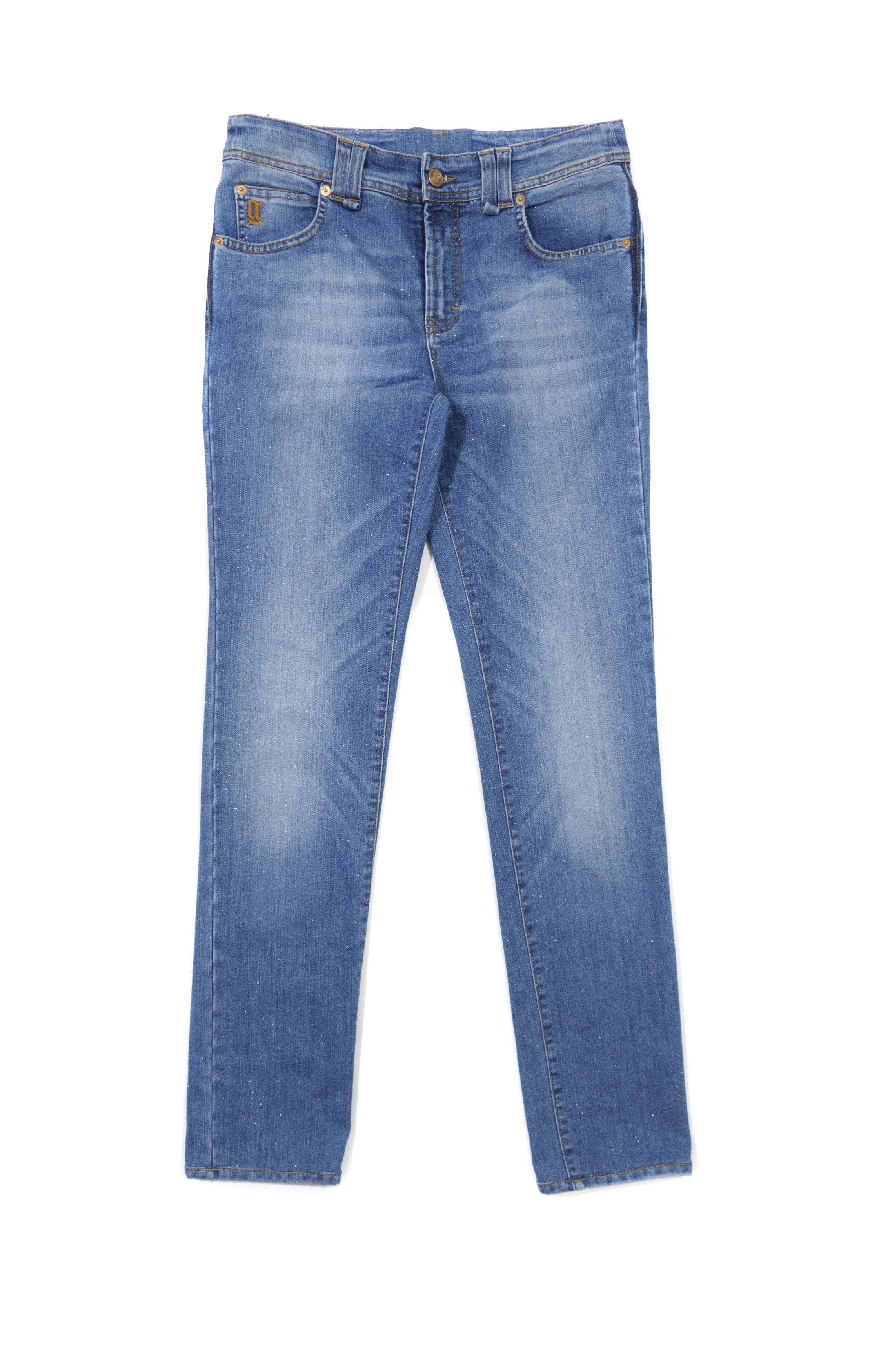 John Galliano Y2K Galliano Glitter Straight Leg Logo Patch Jeans Size 32" / US 10 / IT 46 - 1 Thumbnail