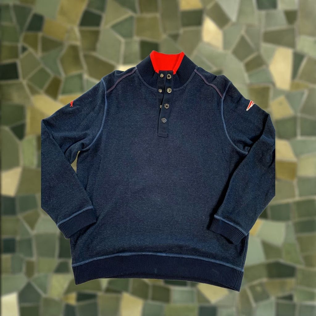 Tommy Bahama VINTAGE Tommy Bahama Sweater Mens M Blue New England Patriots Snap Buttons Pullover Size US M / EU 48-50 / 2 - 1 Thumbnail
