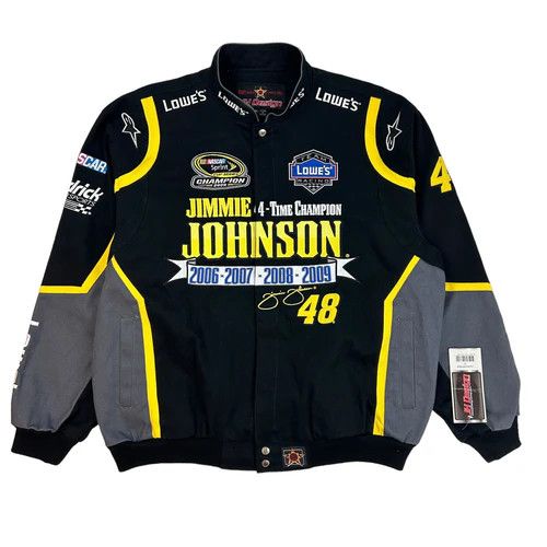 image of Vintage Jimmie Johnson Nascar Race Jacket in Black, Men's (Size 2XL)