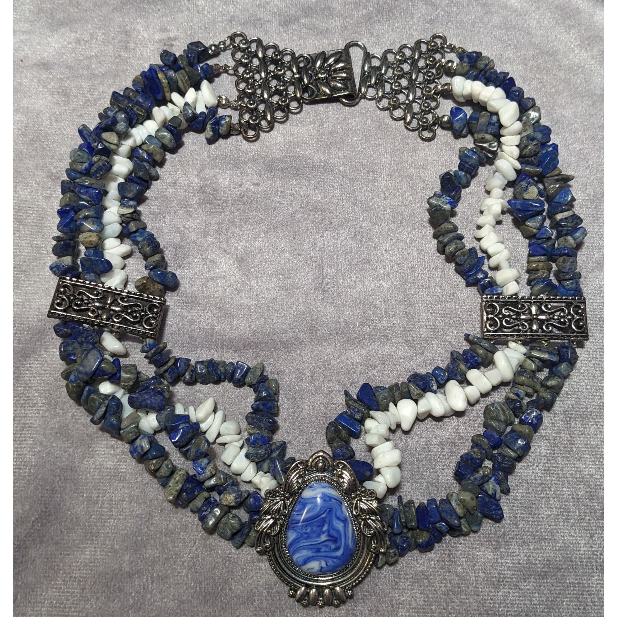 Other Vintage Novadab Blue And White Stone Chip Sodalite Chunky Ne Size ONE SIZE - 7 Thumbnail