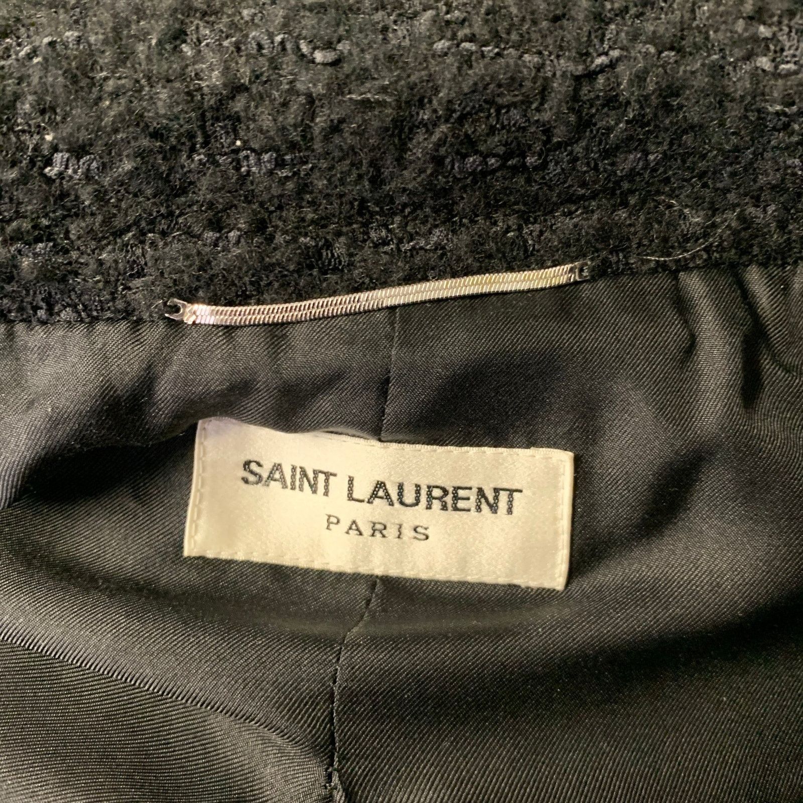 Saint Laurent Paris SAINT LAURENT Size M Black Tweed Wool Polyamide Coat Size 40R - 5 Thumbnail