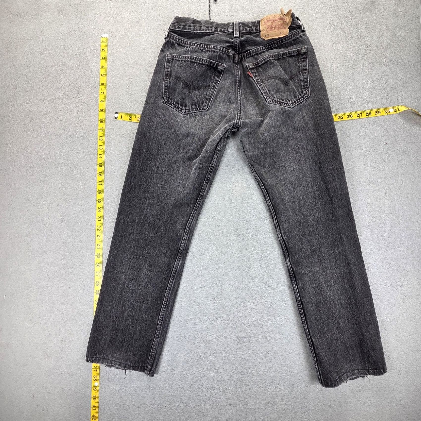 Levi's VTG Levi's 501 Jeans Mens Black Straight Button Fly 27x28 United States Distressed Pockets Denim Cotton Charcoal Wash 27x28 Mens Vintage 501 Jeans Size US 27 - 2 Thumbnail