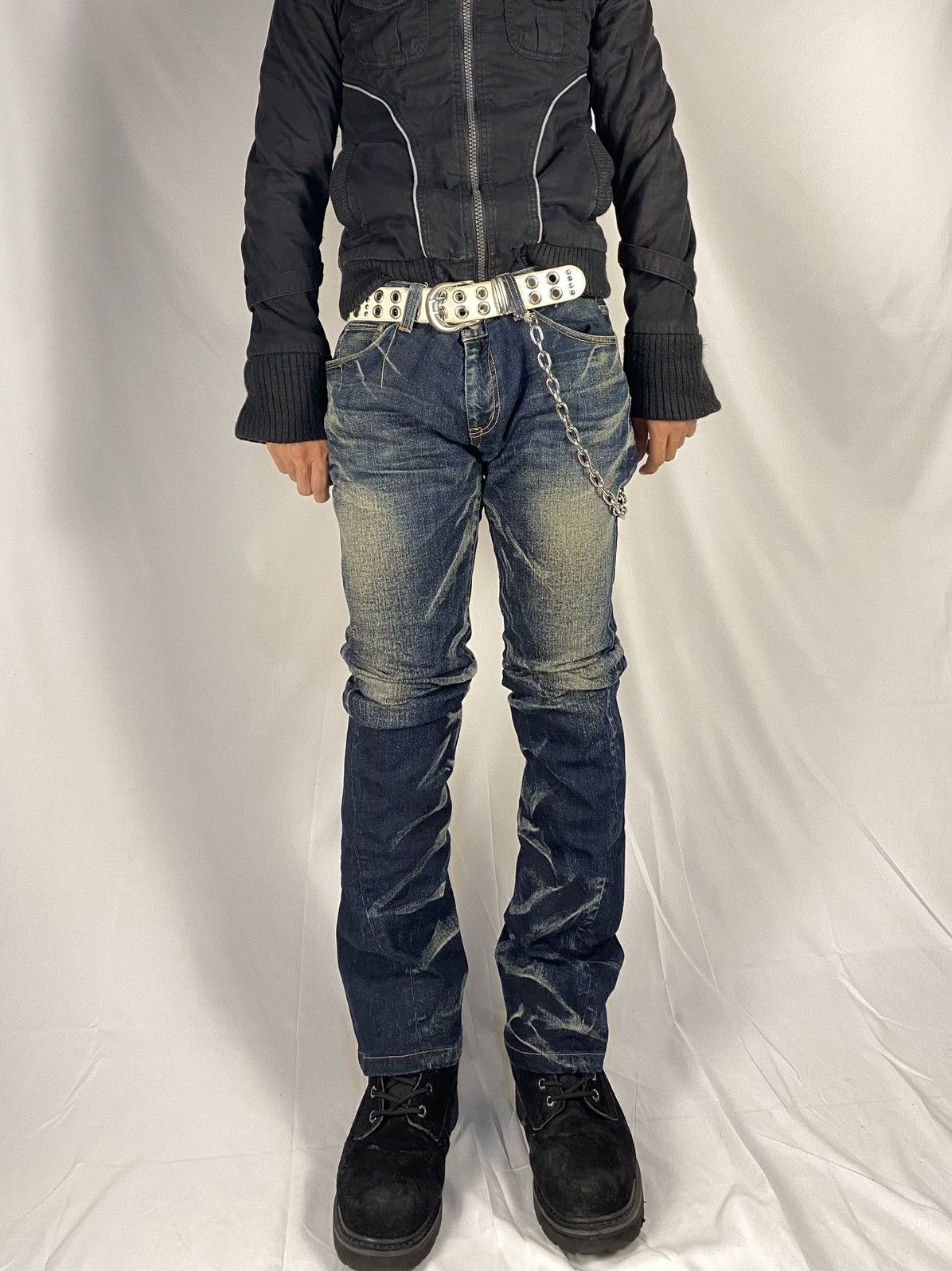 Tornado Mart Tornado Mart Wisker Washed Twisted Spiral Flared Style Denim Size US 34 / EU 50 - 2 Thumbnail