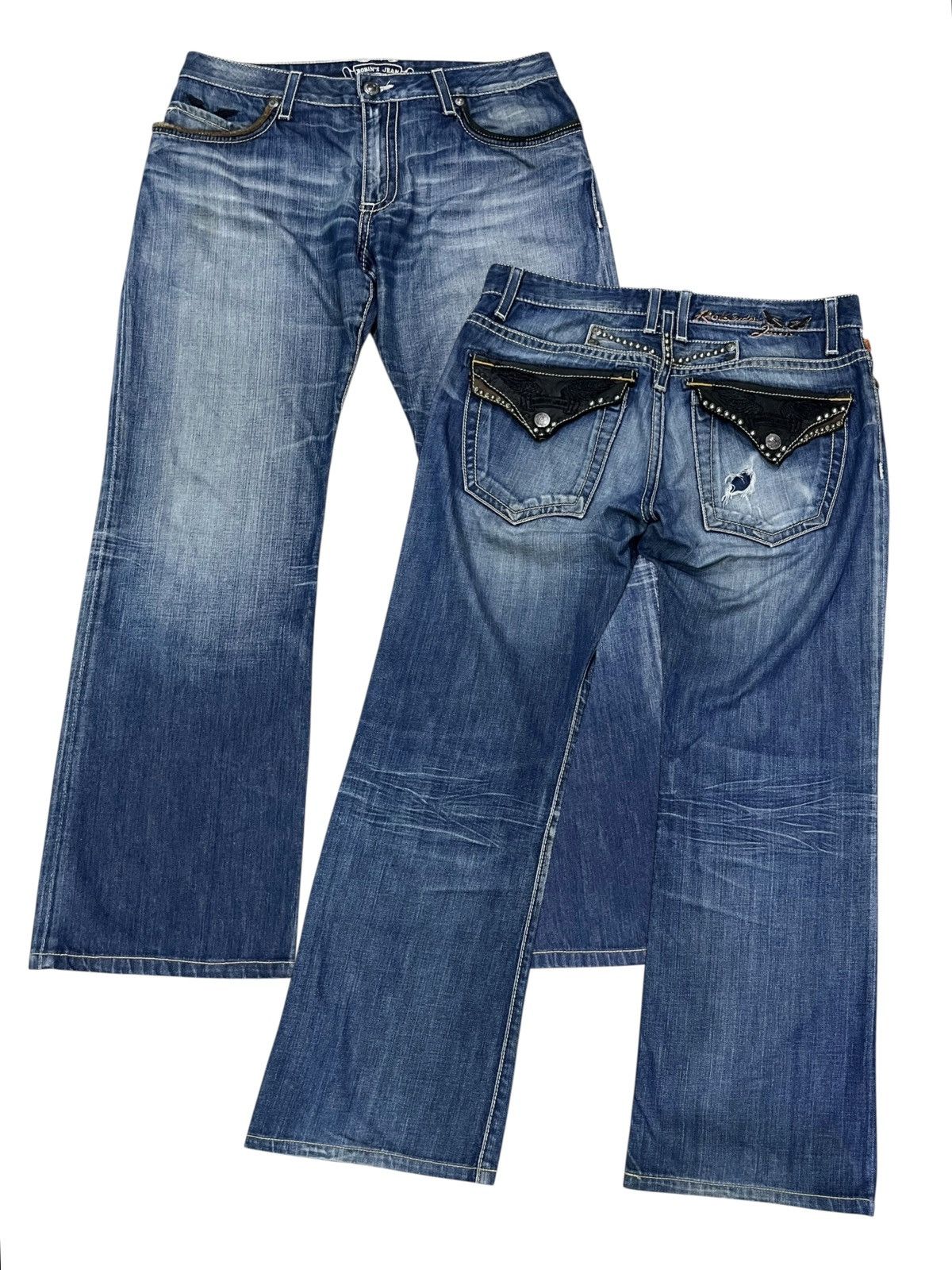 Asspizza × Robins Jeans 🔥Robin's Jean Studded Flap Distressed Denim USA Made (W33) Size US 33 - 5 Thumbnail