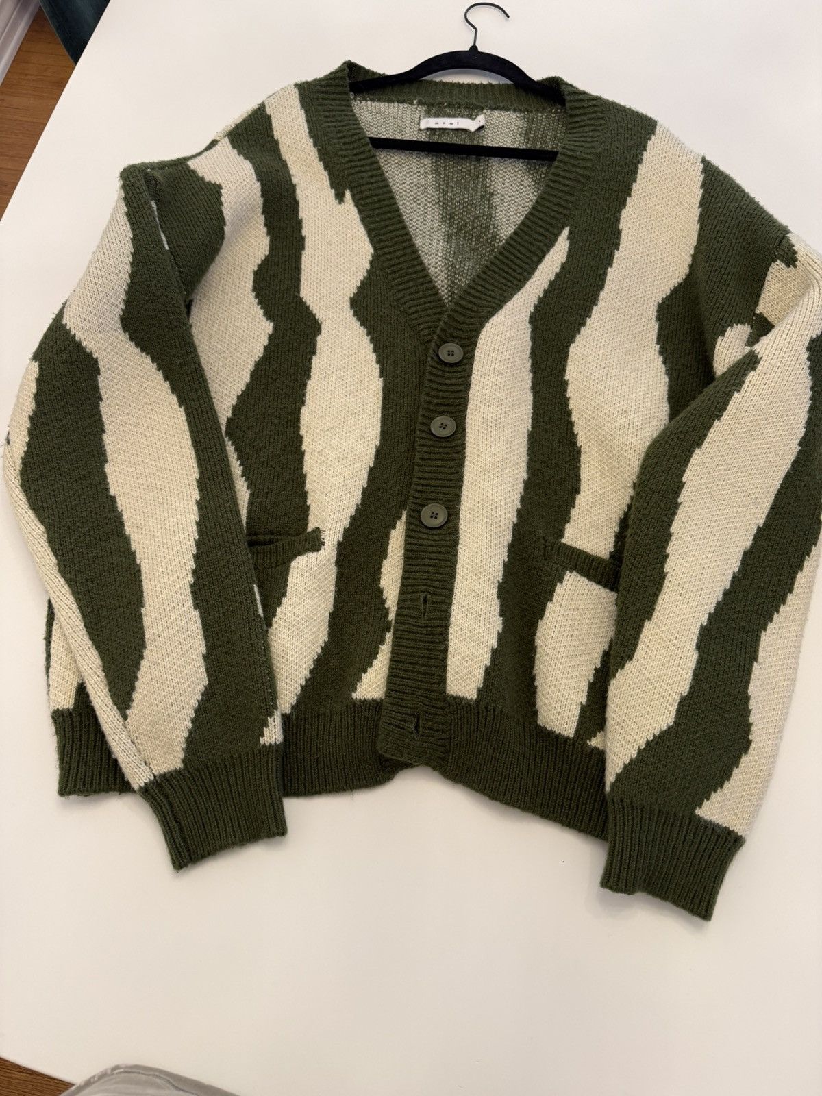 MNML mnml Zebra Green/White Cardigan Size Large Size US L / EU 52-54 / 3 - 3 Thumbnail
