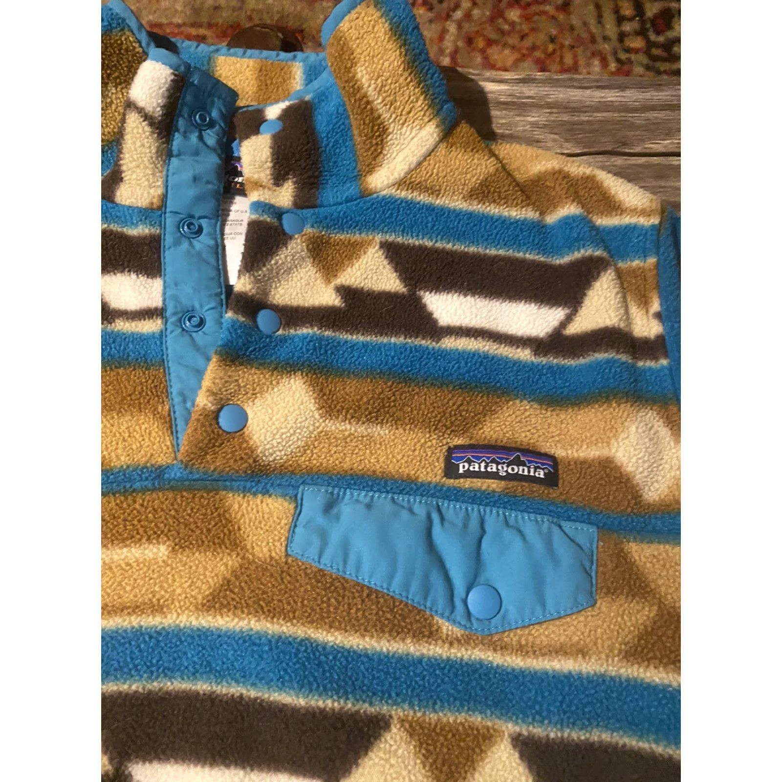 Patagonia VINTAGE Patagonia Synchilla Women's Size Small Brown Teal Fleece Pullover Jacket Vintage Size S / US 4 / IT 40 - 5 Thumbnail