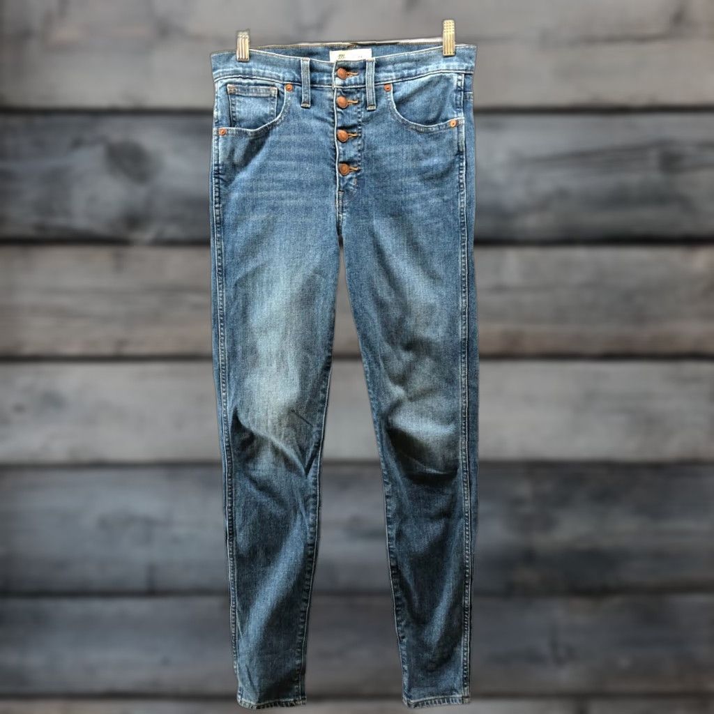 Madewell Madewell Jeans Womens 28 Dewitt Wash Blue 10" High Rise Skinny Button Fly Denim Stretch 5-Pocket Vintage? No (adjusted) Size 28" / US 6 / IT 42 - 1 Thumbnail