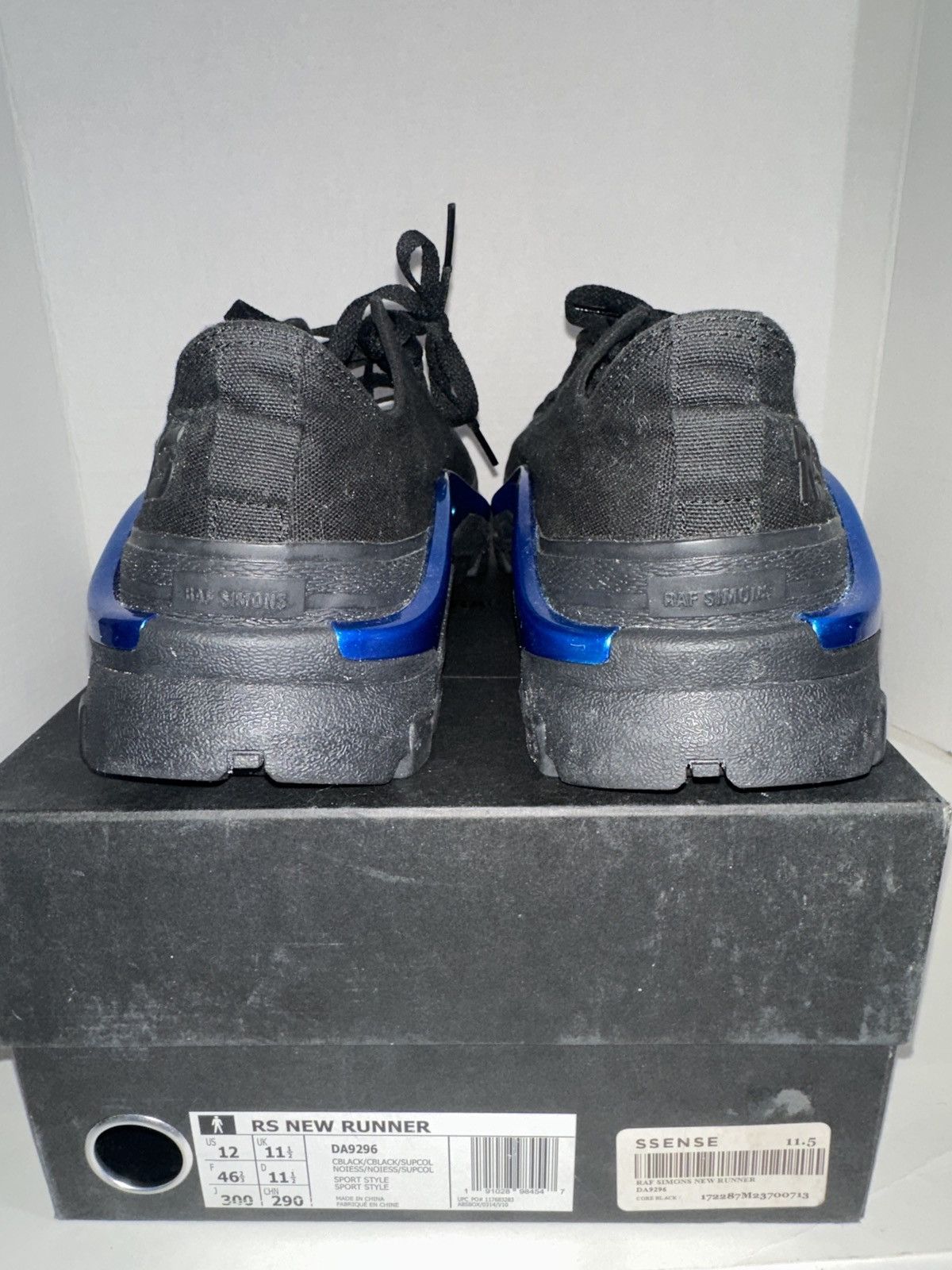 Adidas × Raf Simons RAF Simons New Runner Black/Metallic Blue DS US12 Size US 12 / EU 45 - 5 Thumbnail