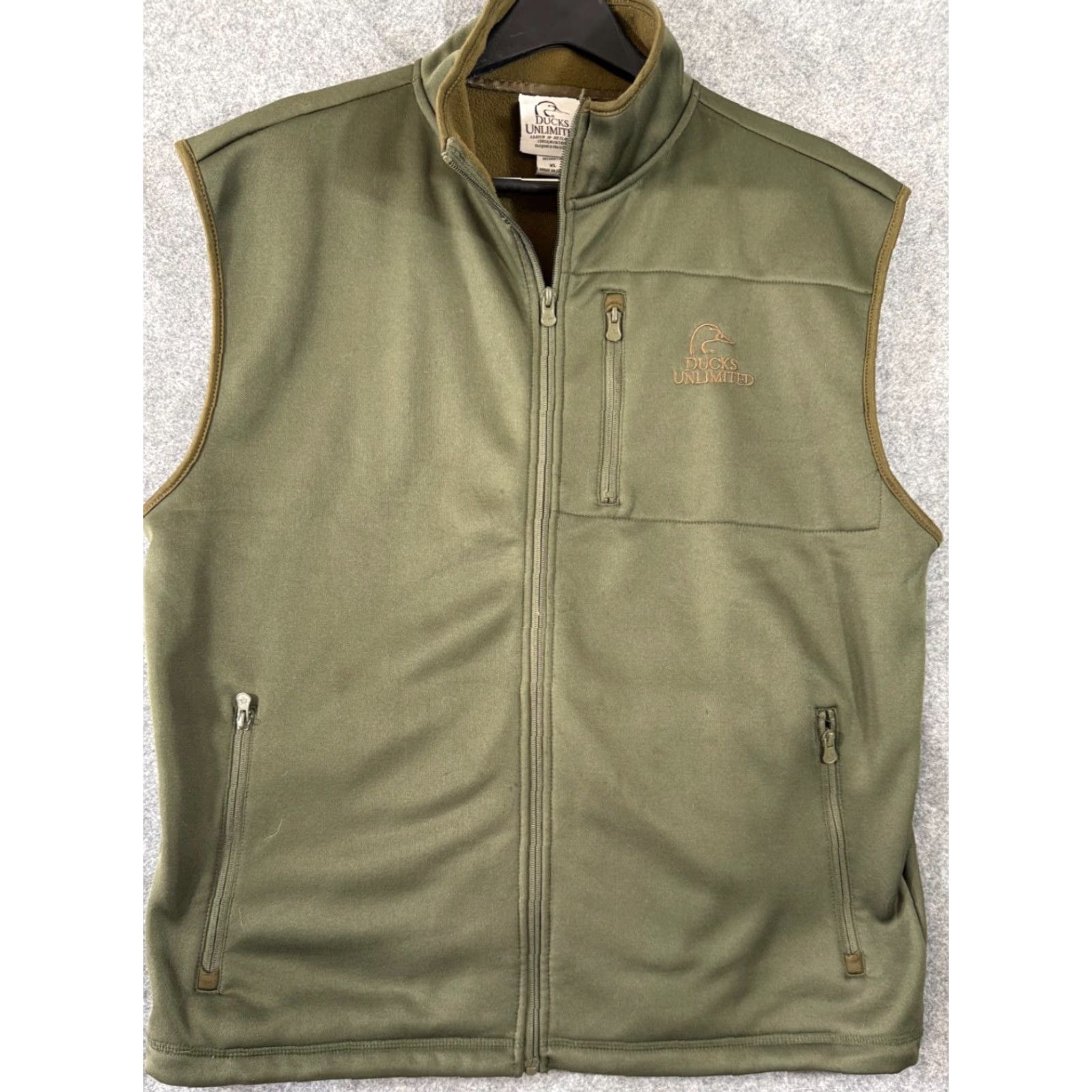 Olive Ducks Unlimited Vest Mens XL Olive Green Fleece Lined Embroidered Logo Outdoor Size US XL / EU 56 / 4 - 2 Thumbnail