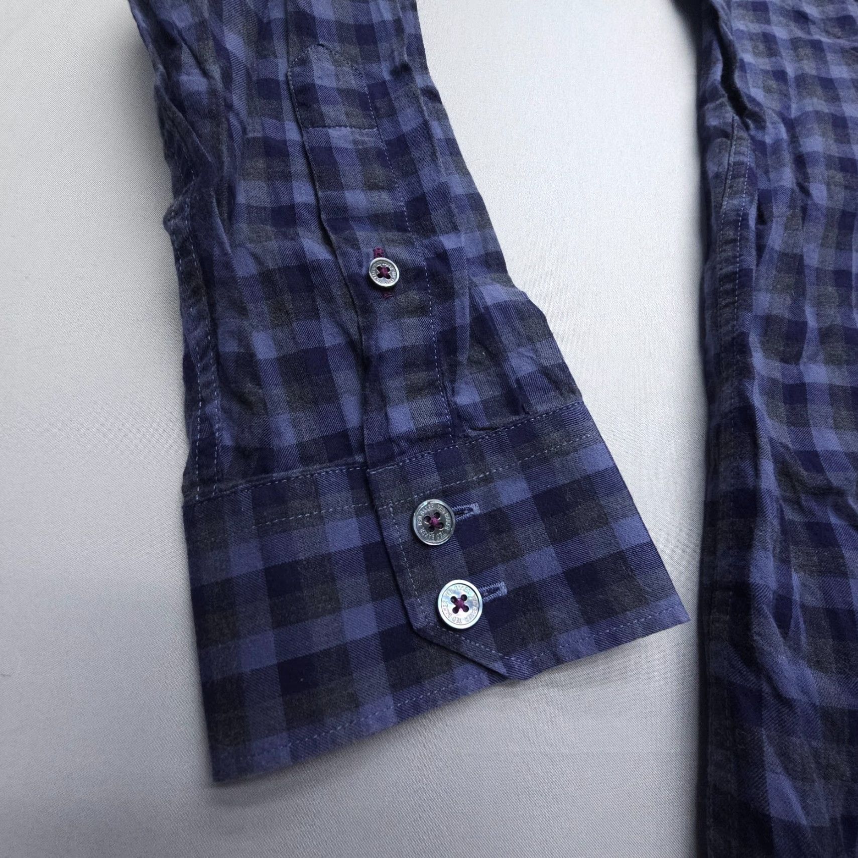 Ted Baker Ted Baker London Button-Up Shirt Mens S Blue Plaid Cotton Knit-Down Collar Casual Business Formal Preppy Size US S / EU 44-46 / 1 - 7 Thumbnail