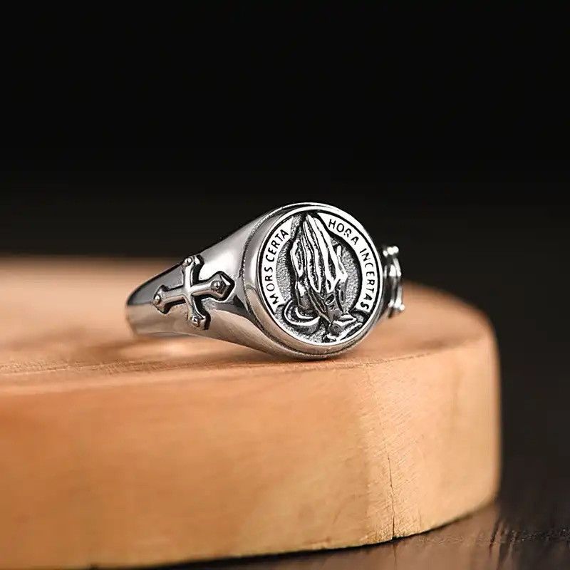 Jewelry × Vintage opening prayer creative Thai silver ring Size ONE SIZE - 3 Thumbnail