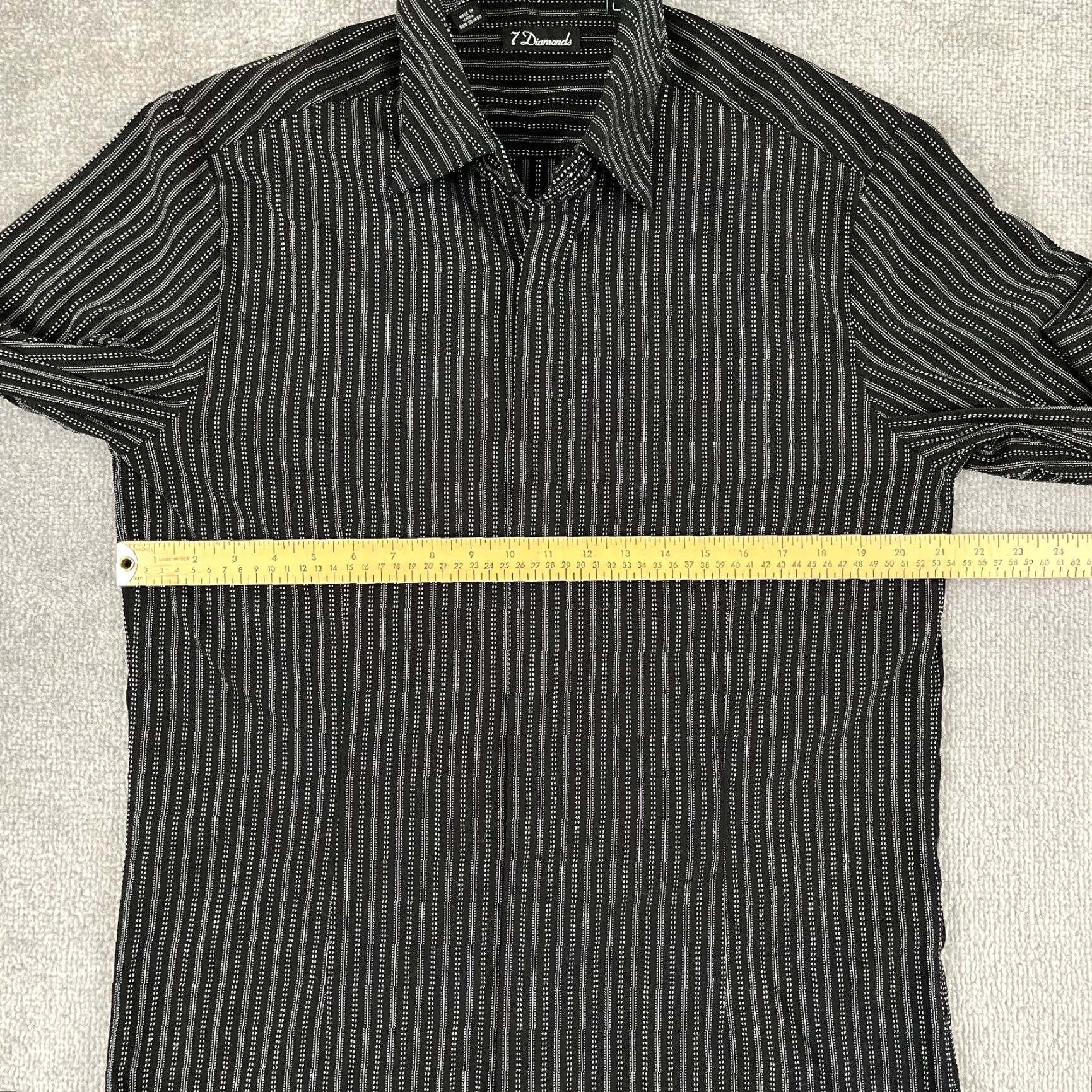 Vintage 7 Diamonds Shirt Mens Large Black White Stitched Button Up Long Sleeve Preppy Size US L / EU 52-54 / 3 - 4 Thumbnail