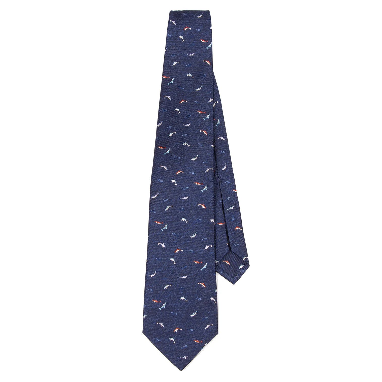 Bvlgari Dolphin Pattern Silk Tie in Blue, Navy, and Red Size ONE SIZE - 1 Thumbnail
