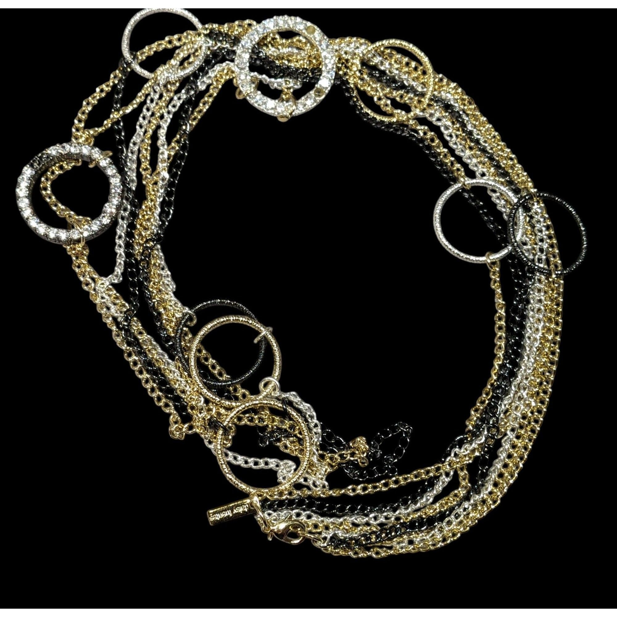 Other Daisy Fuentes Multi Metallic Layered Chain Necklace With Rhi Size ONE SIZE - 1 Thumbnail