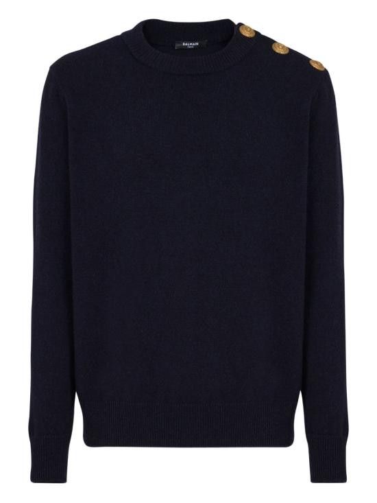 Balmain BALMAIN Men Sweater FH1KD010KI87 6AJ Blue Size US XL / EU 56 / 4 - 1 Thumbnail