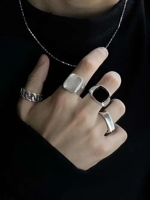 Japanese Brand 4pcs Geometric Ring Size ONE SIZE - 4 Thumbnail