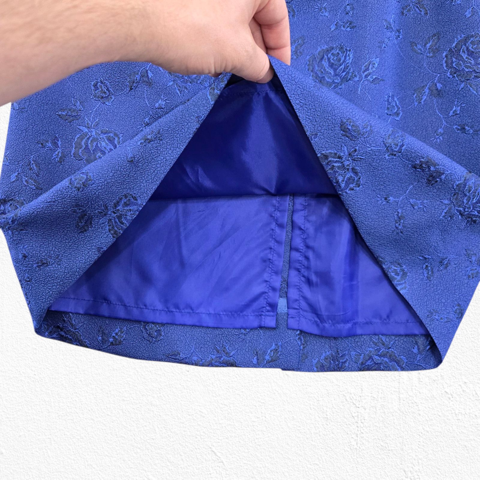Vintage 80s Royal Blue Jacquard Skirt Suit 12P Size 34" / US 12 / IT 48 - 13 Thumbnail