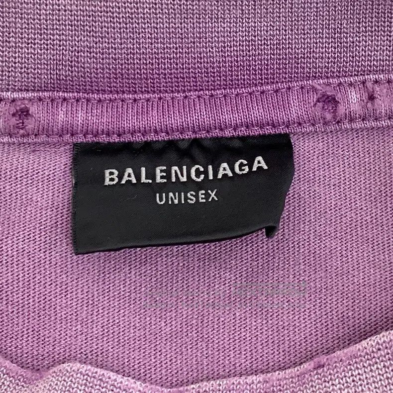 Balenciaga Balenciaga Purple Aged Hole Logo Print Cotton Crewneck Sho Size US S / EU 44-46 / 1 - 6 Thumbnail