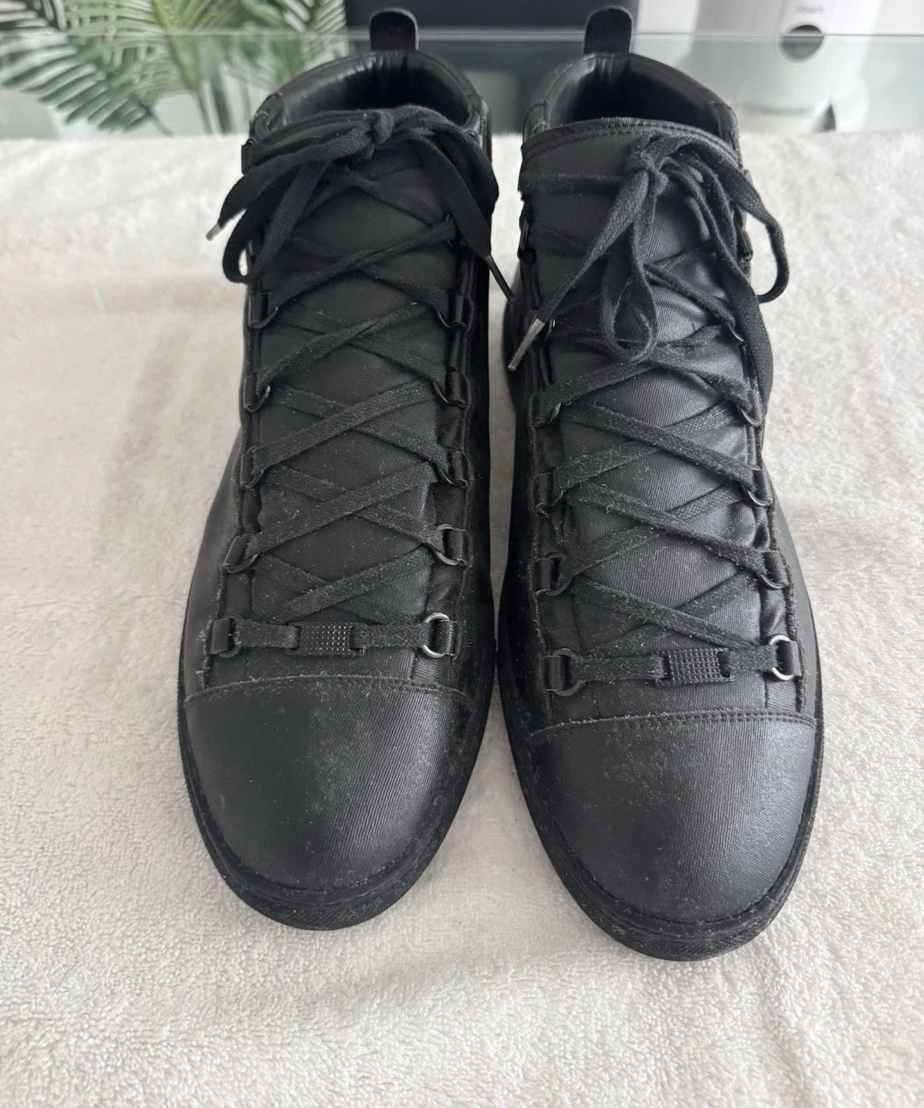 Balenciaga Balenciaga Arena Black Leather High Tops Lace Up 15 Size US 15 / EU 48 - 2 Thumbnail