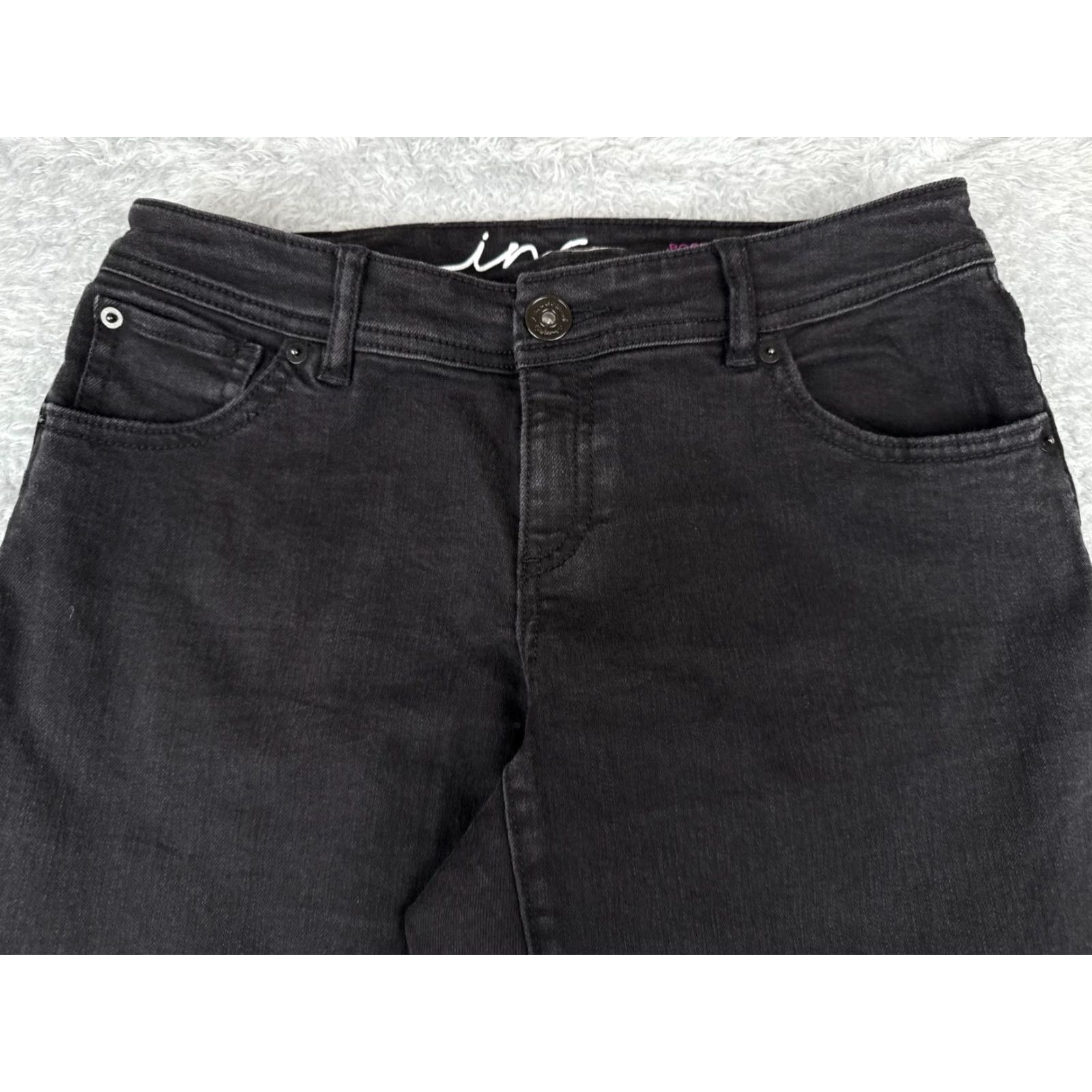 Vintage INC International Concepts Jeans Women 4 Black Denim Curvy Fit Boot Leg 29x32 Size 27" / US 4 / IT 40 - 4 Thumbnail