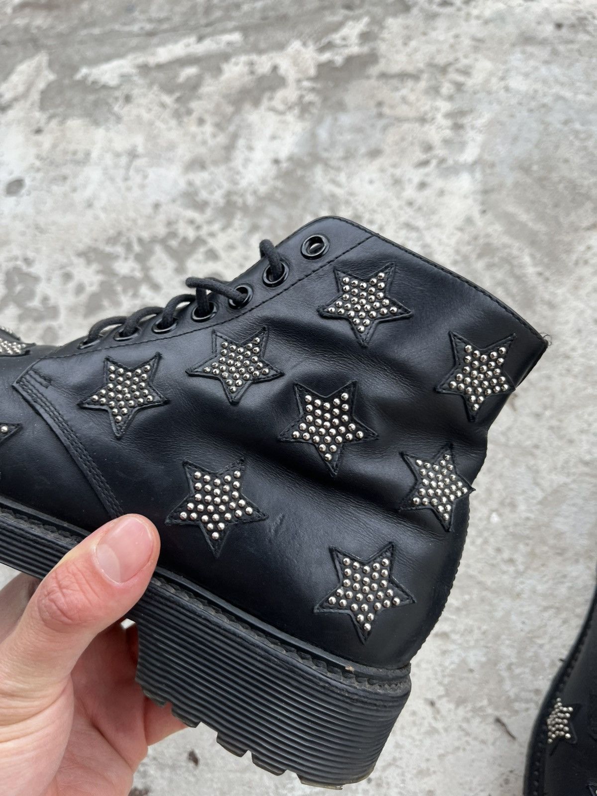 Saint Laurent Paris Saint Laurent Star Studded Leather Lace-Up Combat Boots Size US 6 / IT 36 - 14 Thumbnail