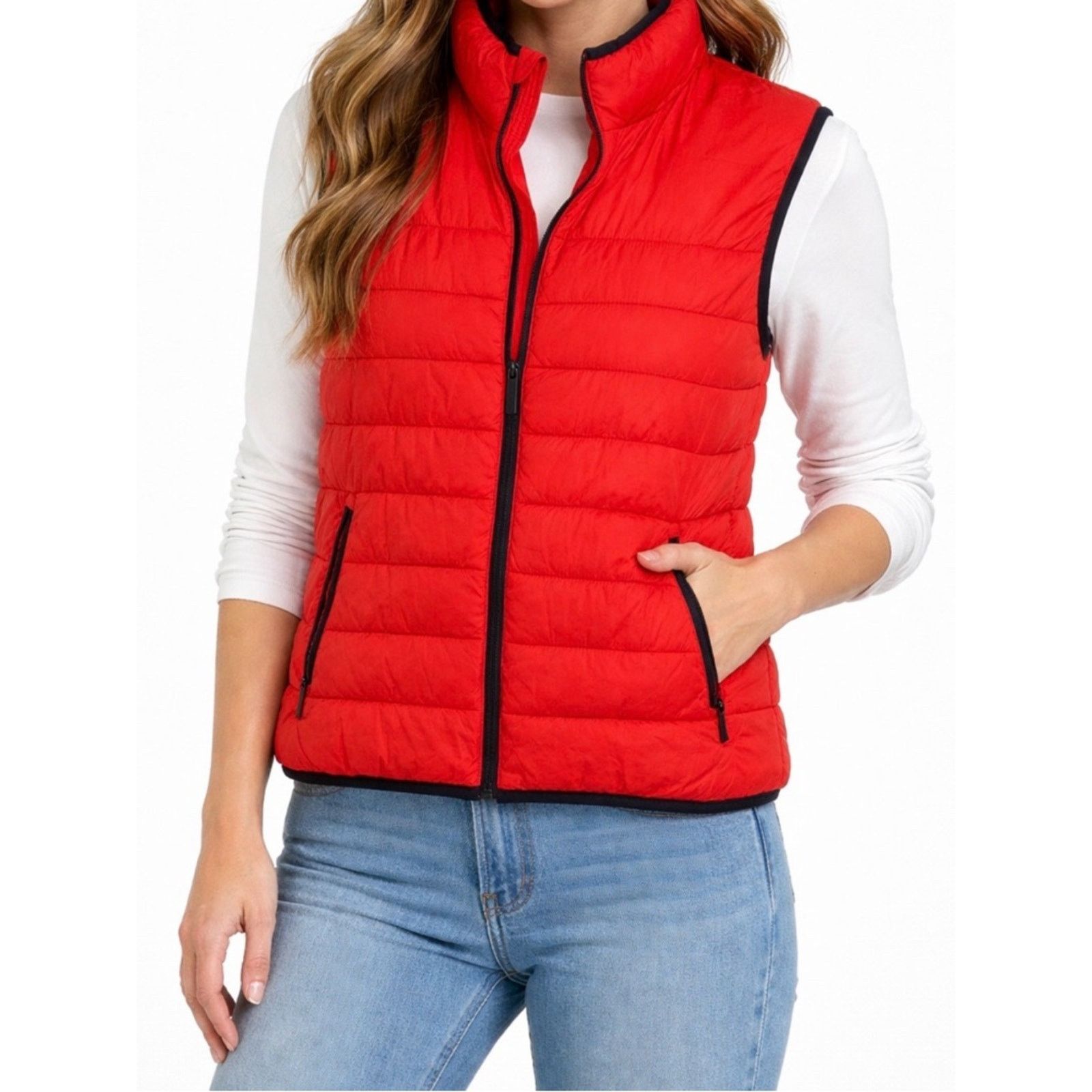 Perry Ellis Perry Ellis Red Quilted Puffer Vest with Black Trim Size US M / EU 48-50 / 2 - 5 Thumbnail