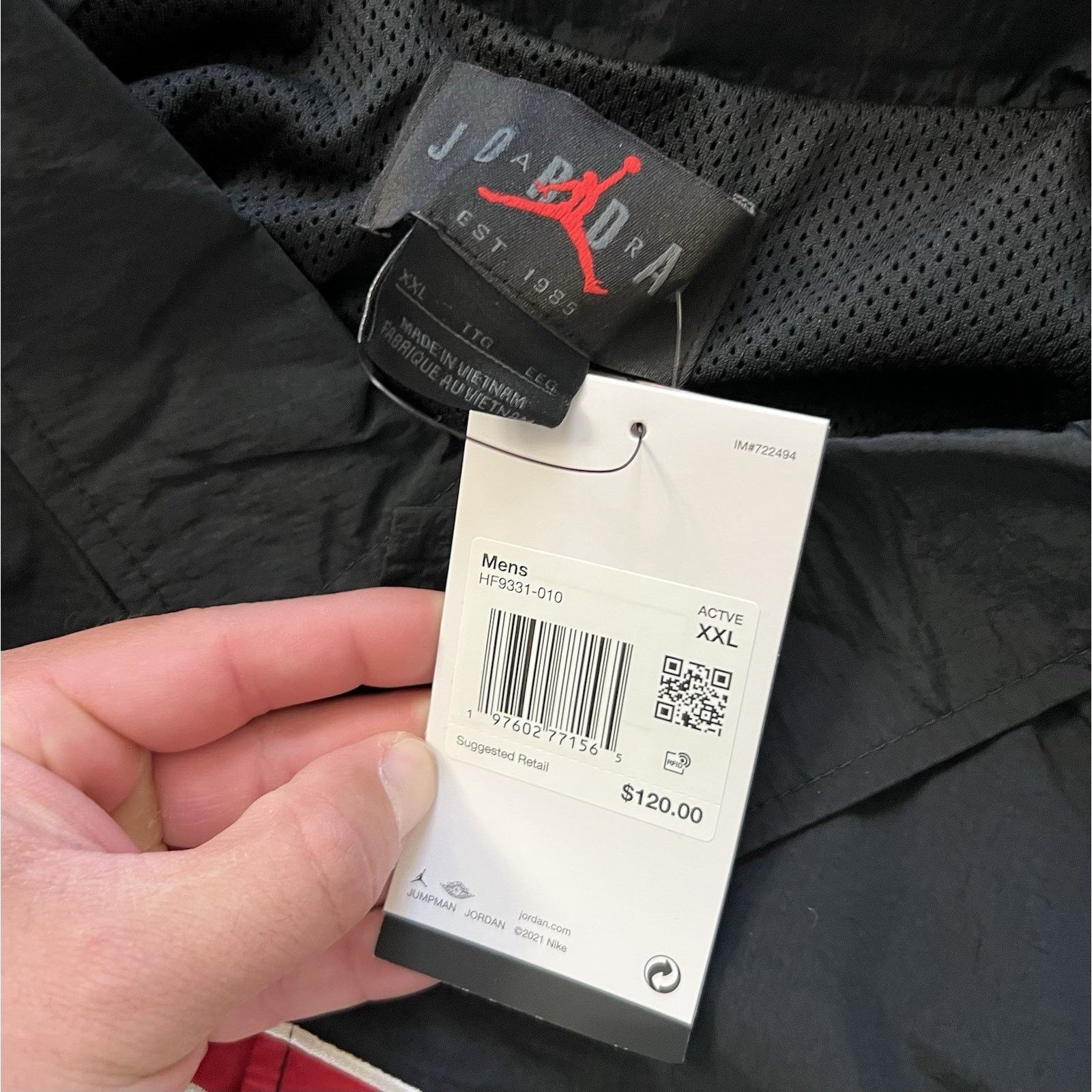 Nike Nike Jordan Essential Men's Size 2XL Coach Jacket Black Sail Size US XXL / EU 58 / 5 - 10 Thumbnail
