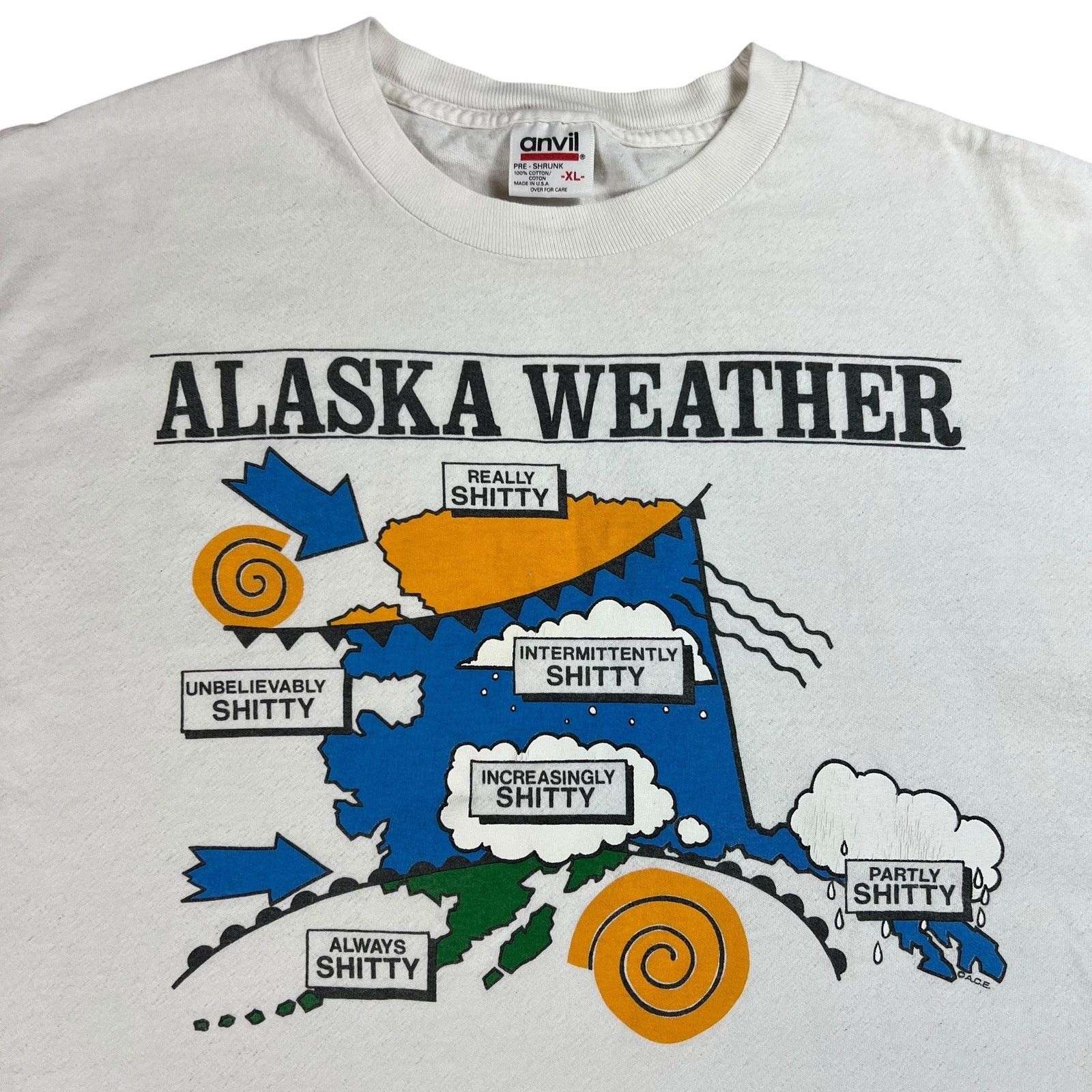 Anvil × Vintage Vintage 90s Alaska shitty Weather tee (XL) Size US XL / EU 56 / 4 - 2 Thumbnail