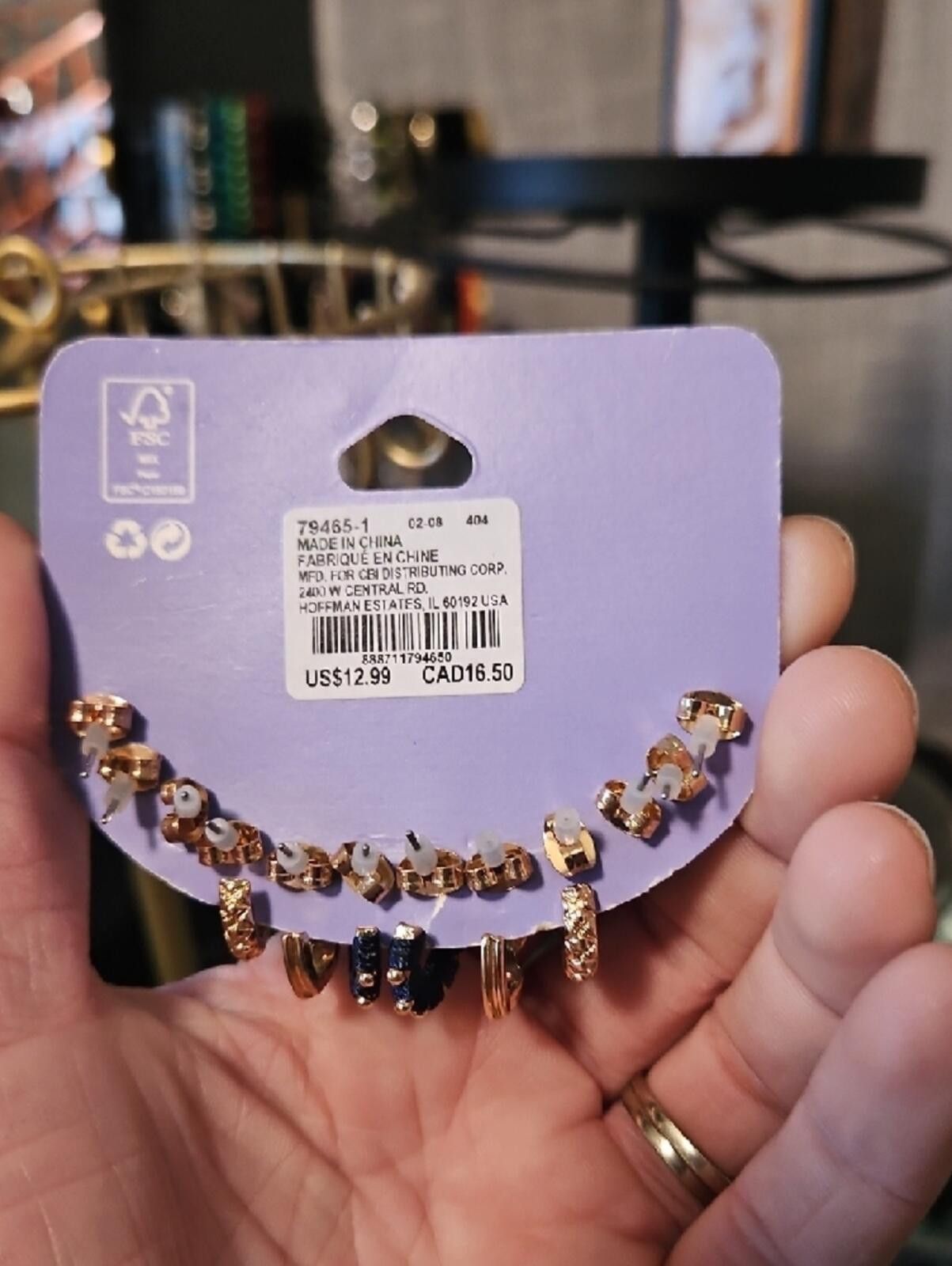 Other Claire's Gold and Navy Stackable Earring Set - 2 sets Size ONE SIZE - 3 Thumbnail
