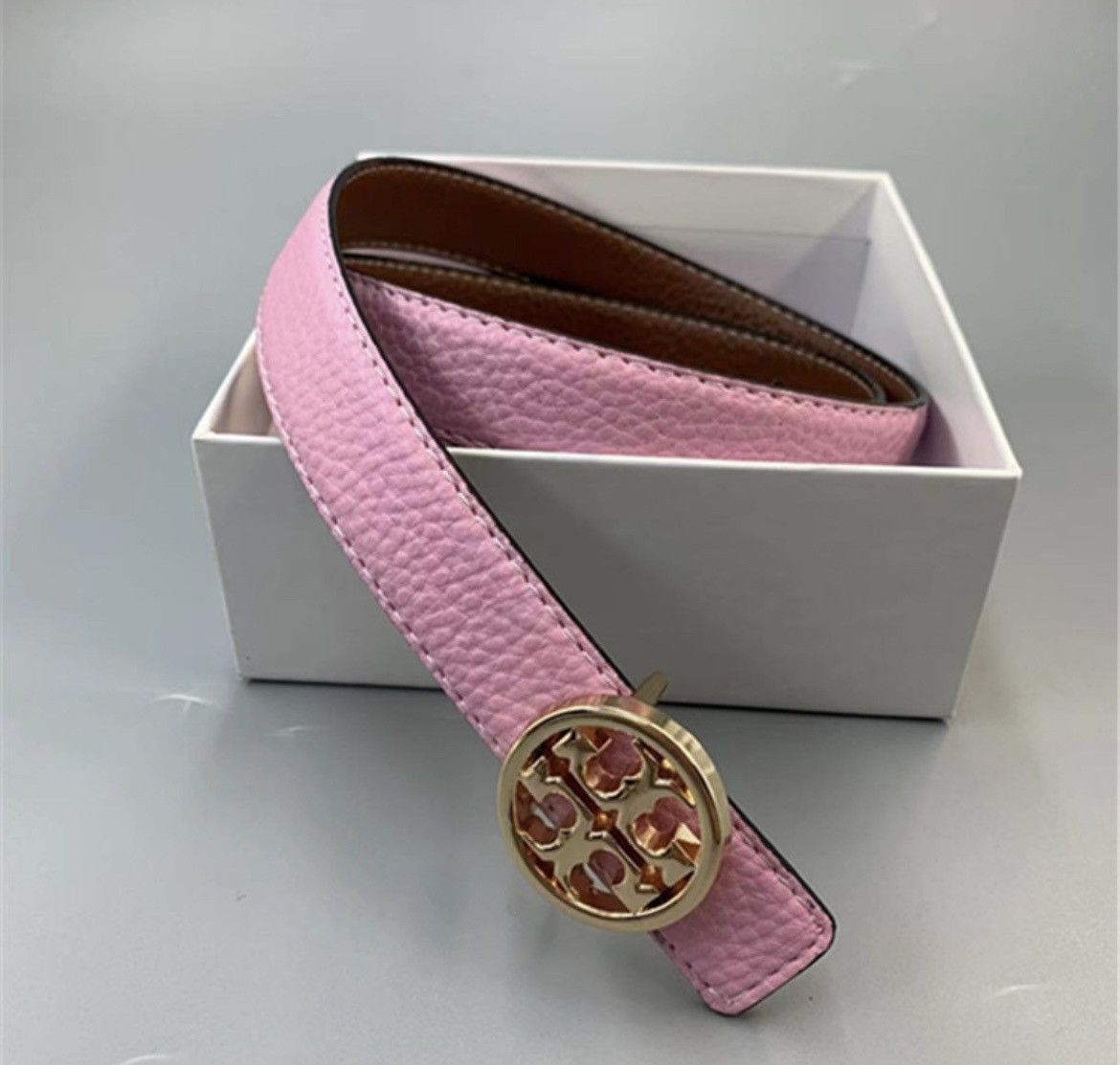 Tory Burch Tory Burch Thin Pink/Brown Reversible Belt Size ONE SIZE - 1 Thumbnail