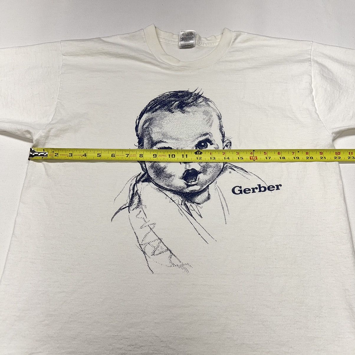Fruit Of The Loom × Vintage VTG Gerber Baby Tee Shirt White Promo Face Graphic Heavy Size US XL / EU 56 / 4 - 19 Thumbnail