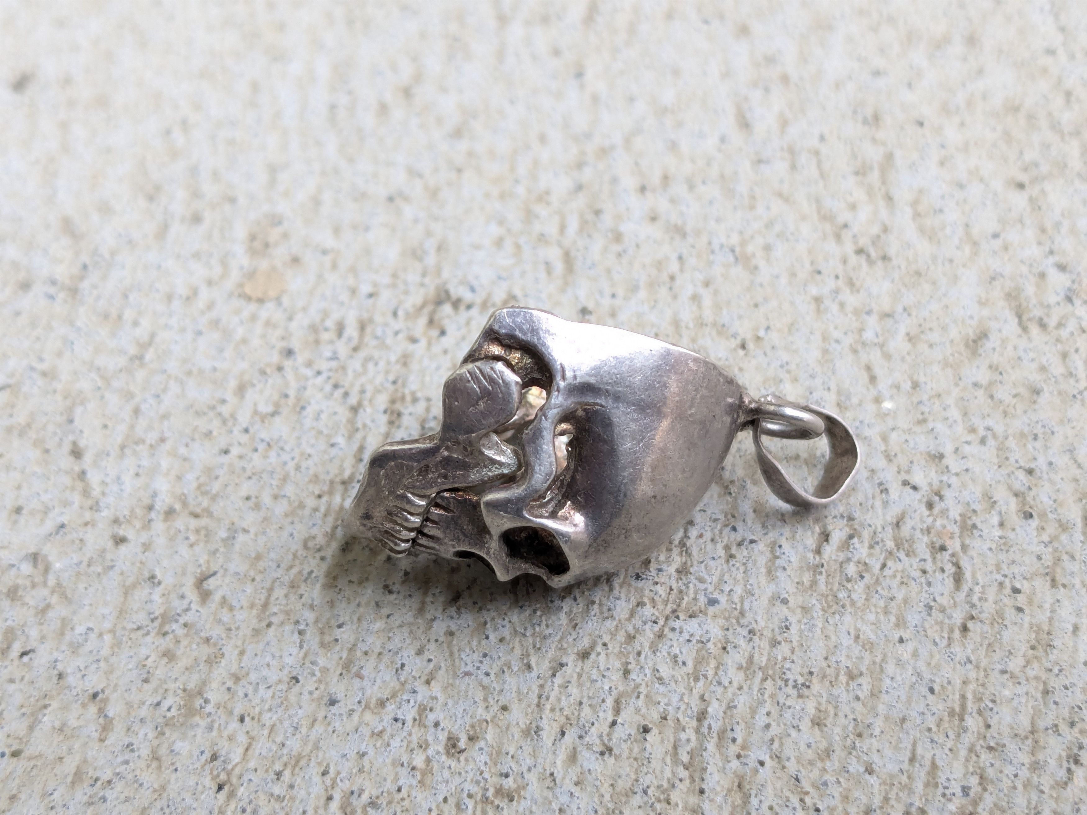 Other Vintage Sterling Silver Pendant Skull Skeleton Punk Size ONE SIZE - 6 Thumbnail