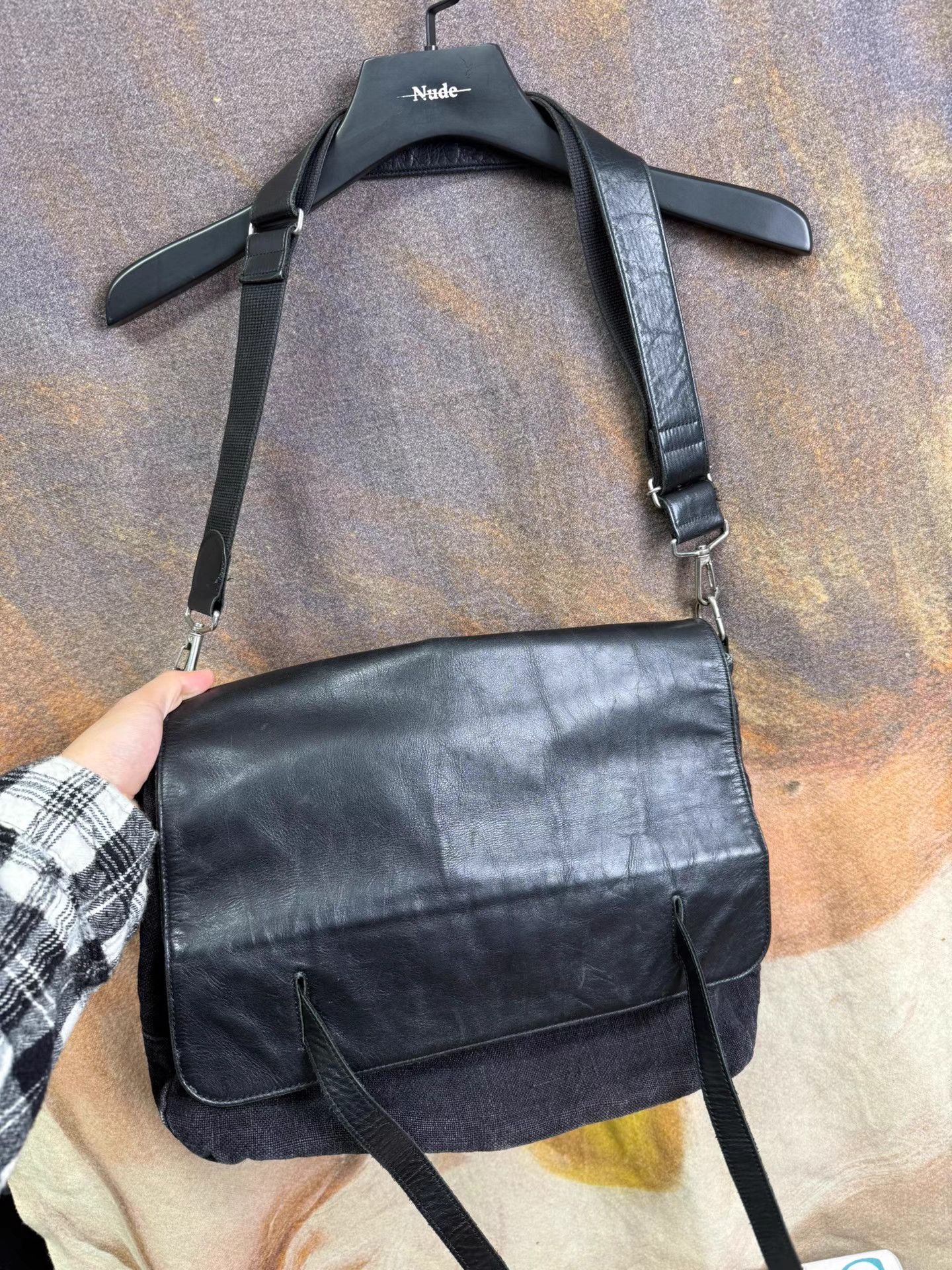 Yohji Yamamoto Yohji Yamamoto Linen Leather Crossbody Bag K20 Size ONE SIZE - 2 Thumbnail