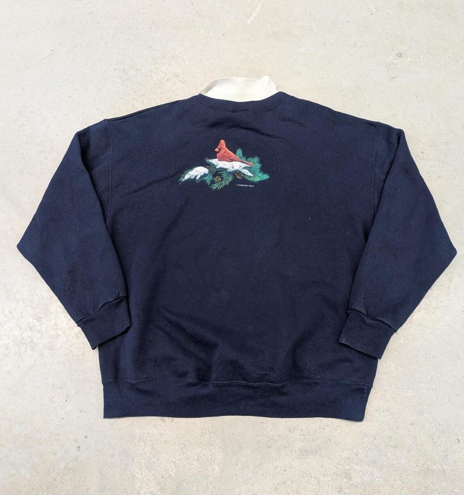 Vintage Vintage 90s Cardinals in a Snow Tree Collared Frill Sweater Size XL / US 12-14 / IT 48-50 - 3 Thumbnail