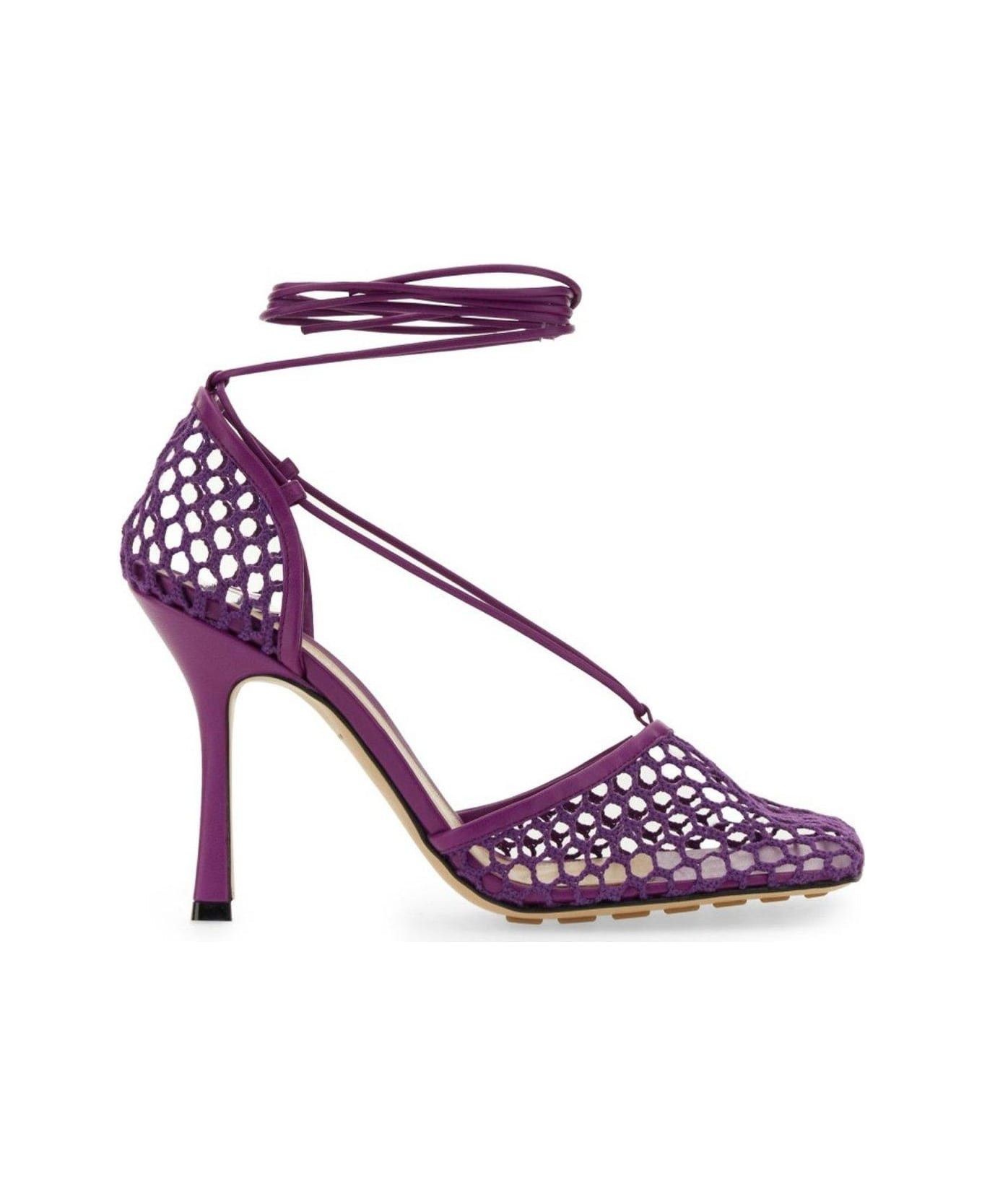 Bottega Veneta o1bcso1str0425 Stretch Lace-Up Sandals in Purple Size US 7 / IT 37 - 1 Thumbnail