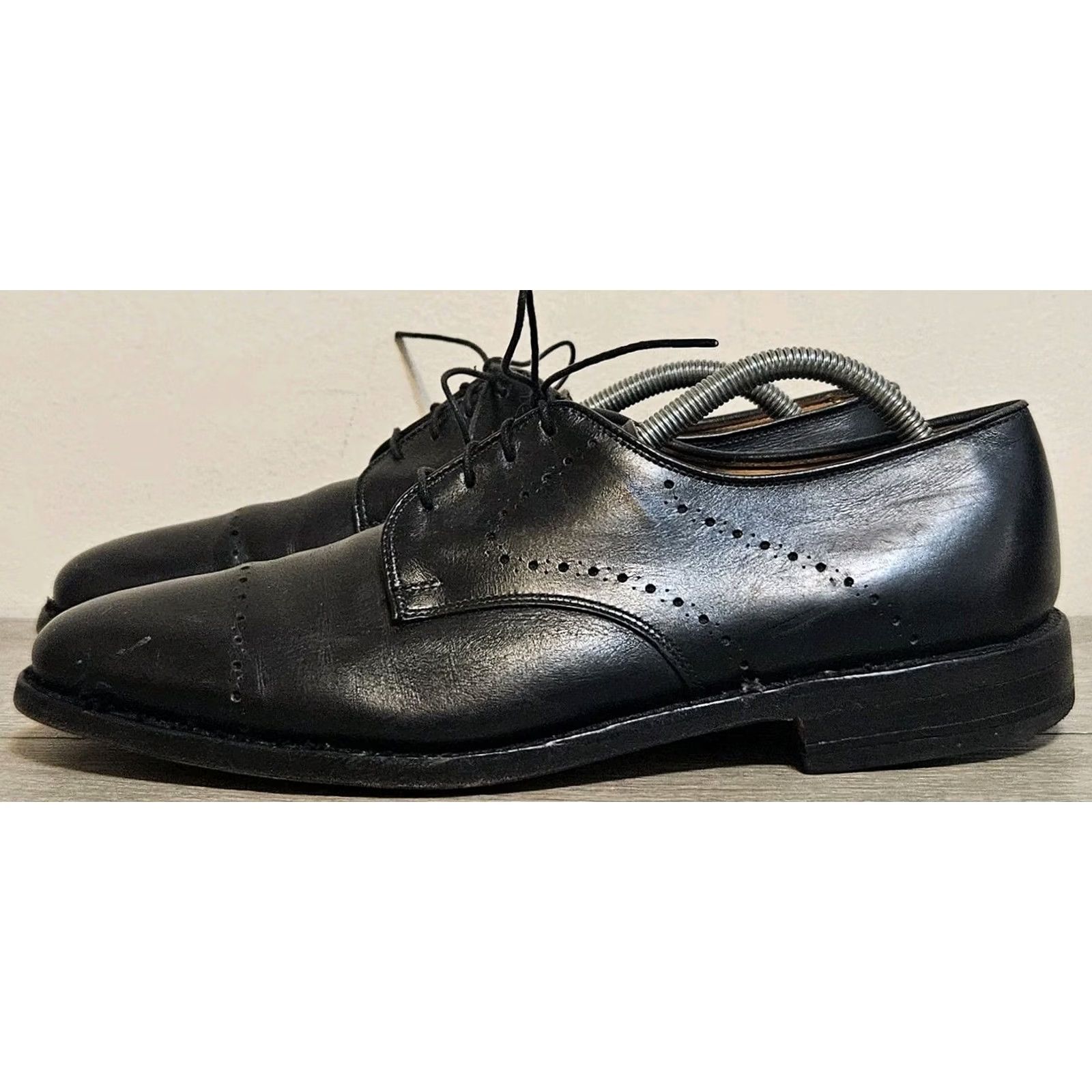 Allen Edmonds Allen Edmonds Troy Mens Dress Shoes Cap Toe Oxford Black Leather Size 10 B Size ONE SIZE - 4 Thumbnail