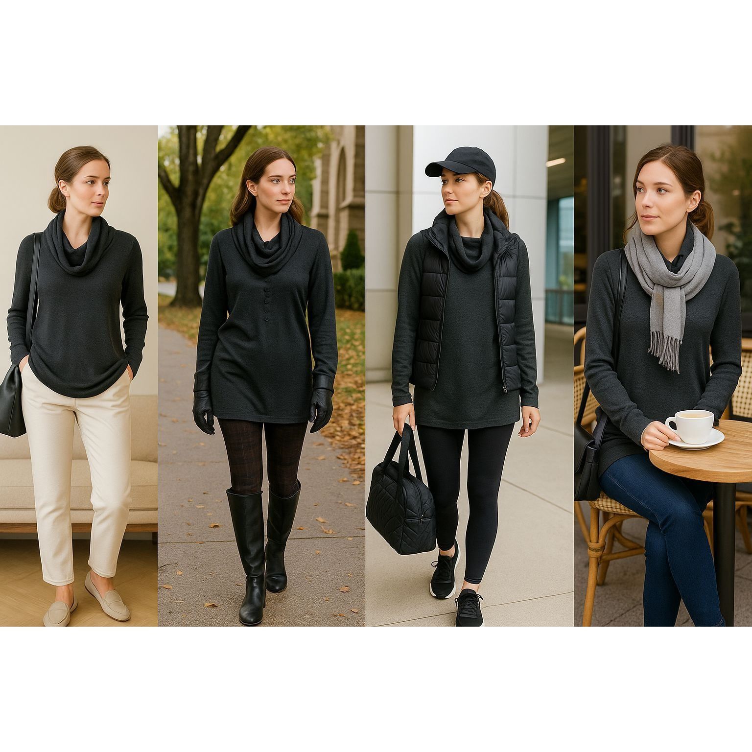 Other Gibson Women Cowl Neck Tunic Sweater Charcoal S Quiet Luxury Size S / US 4 / IT 40 - 1 Thumbnail