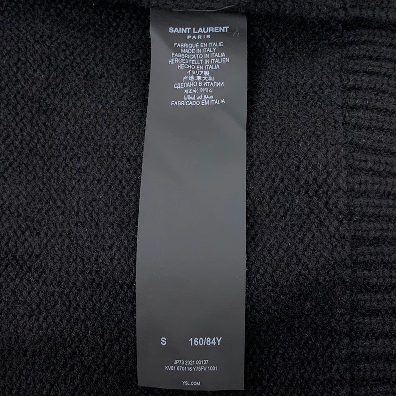 Saint Laurent Paris Saint Laurent Black logo sequined cashmere V-neck knit card Size S / US 4 / IT 40 - 6 Thumbnail