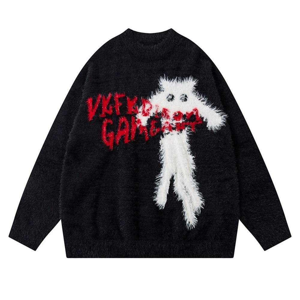 Vintage Men's fun cartoon kitten loose casual sweater Size US M / EU 48-50 / 2 - 1 Thumbnail