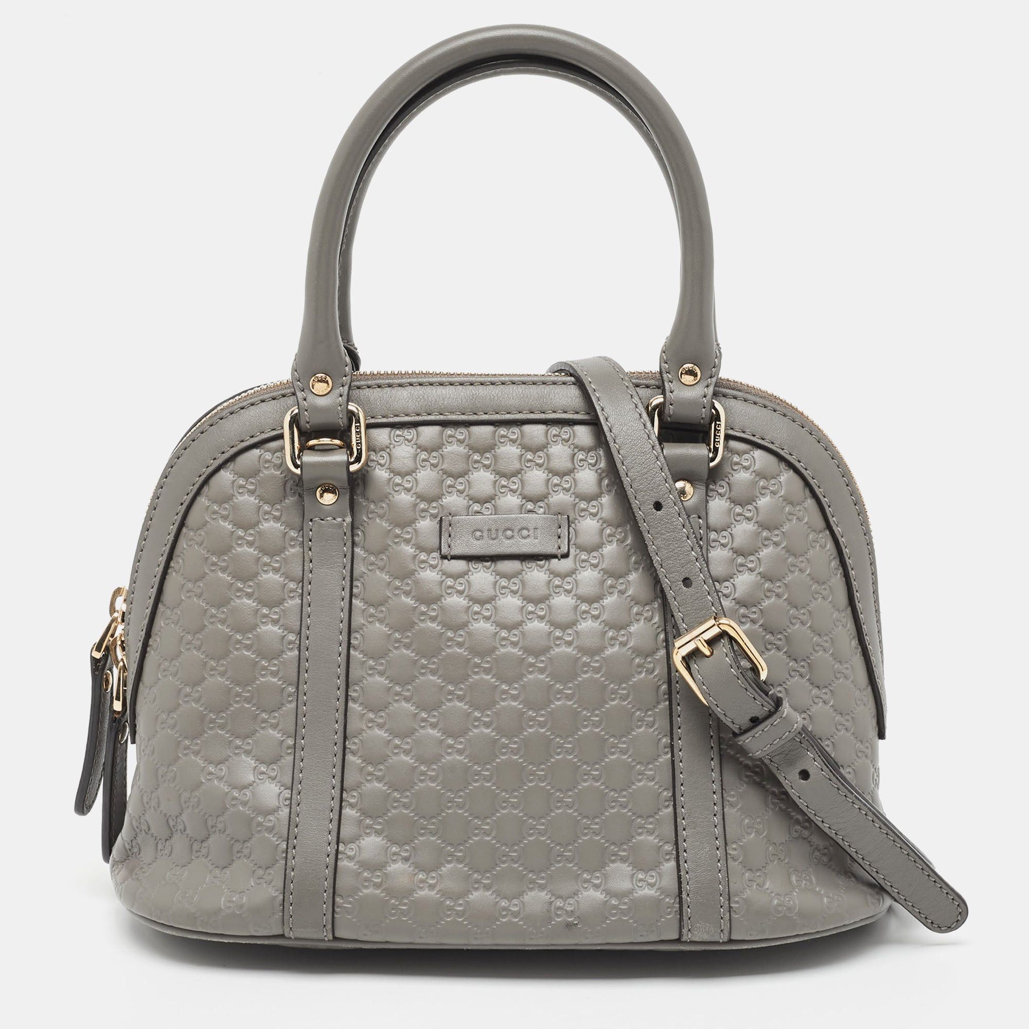 image of Gucci Grey Microssima Leather Mini Dome Bag, Women's