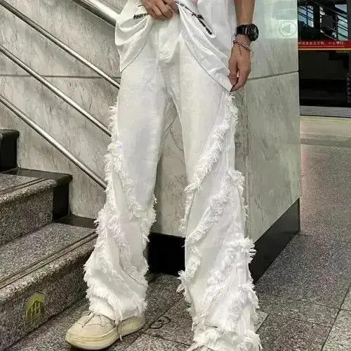 Japanese Brand Pants with raw edges loose trousers American retro style Size US 32 / EU 48 - 4 Thumbnail