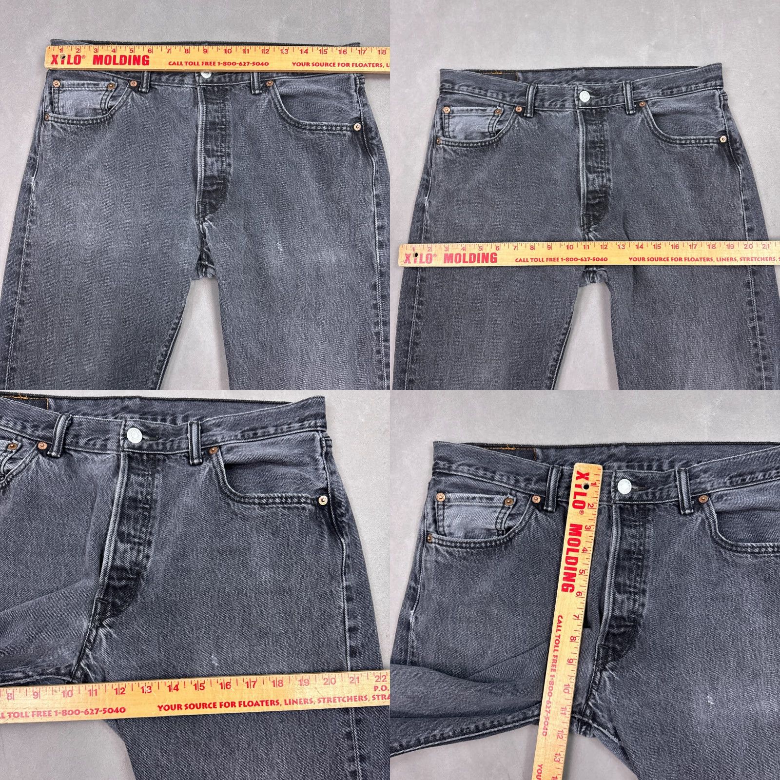 Levi's VINTAGE Levis 501 Jeans Mens 34x30 Black Button Fly Distressed Pants Dark Levis 501 Series Mens Jeans Size US 36 / EU 52 - 9 Thumbnail