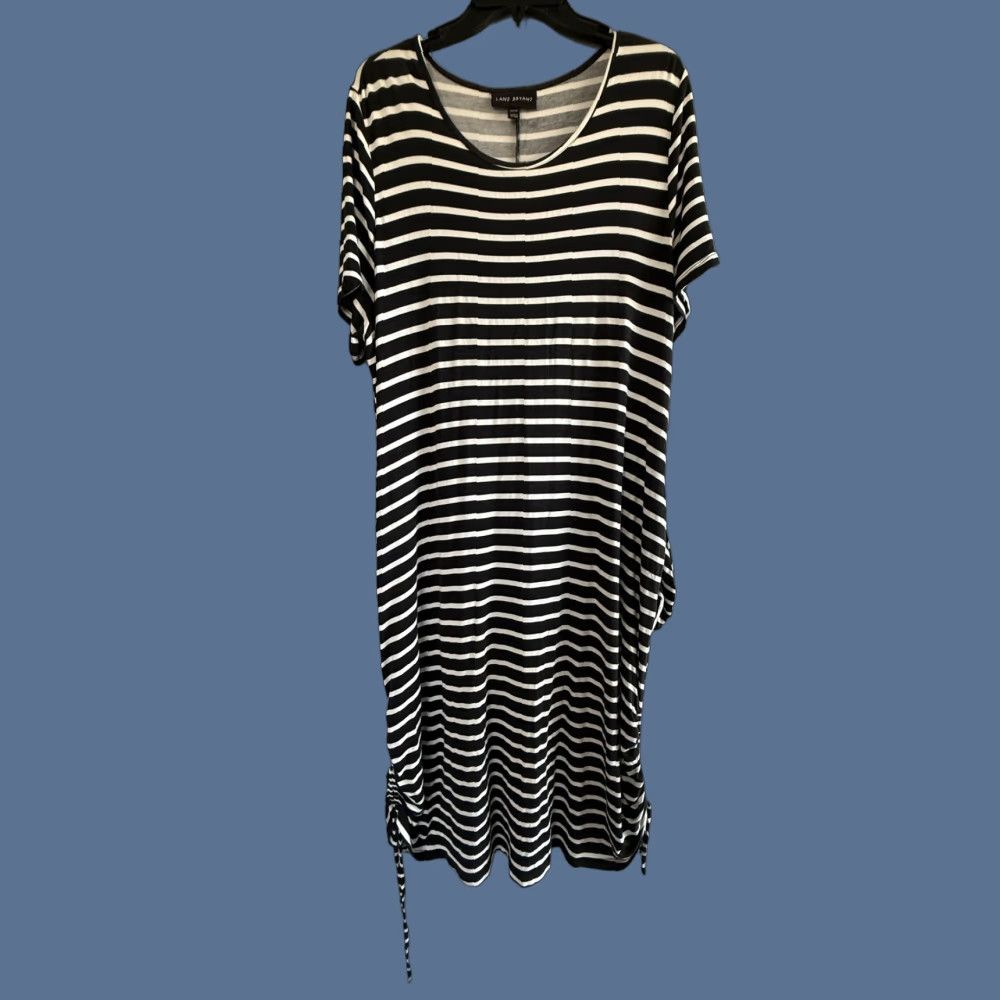 Vintage Lane Bryant Dress Womens 0X Black White Stripe Ruched T Shirt Midi Casual Size XL / US 12-14 / IT 48-50 - 1 Thumbnail