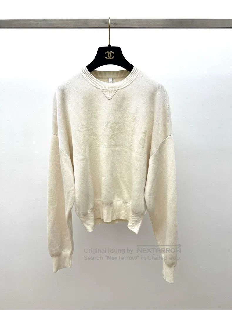 Hermes Hermes Milk White Oversized Carriage Print Cashmere Sweate Size XS / US 0-2 / IT 36-38 - 2 Thumbnail
