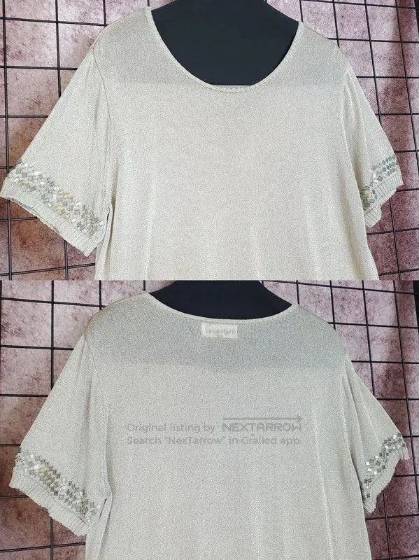 Yves Saint Laurent YSL Summer Light Gray Embroidered Short Sleeve Tee . Size L / US 10 / IT 46 - 2 Thumbnail