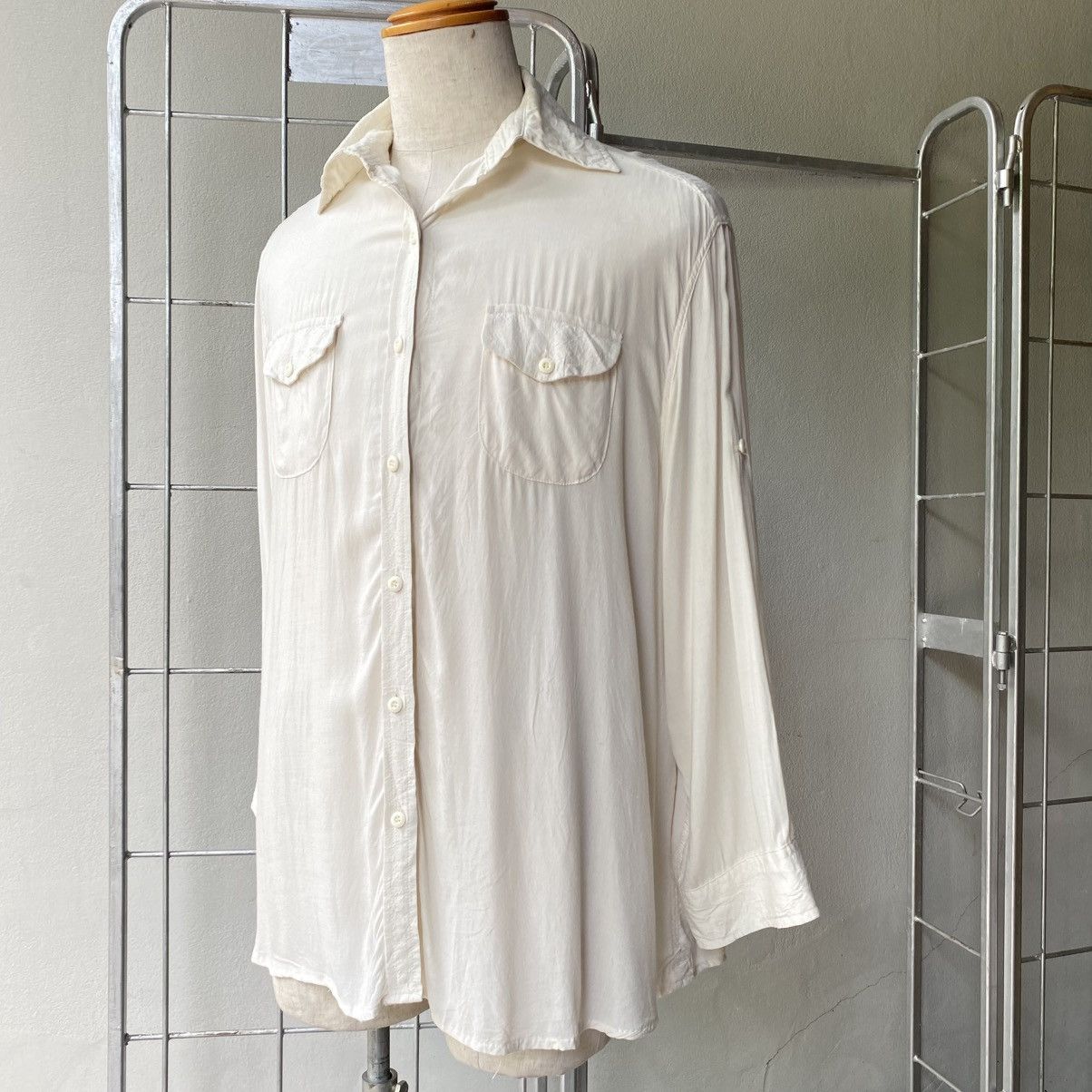 Designer × Japanese Brand G.O.A White Soft Long Sleeve Shirt with Chest Pockets Size ONE SIZE - 1 Thumbnail