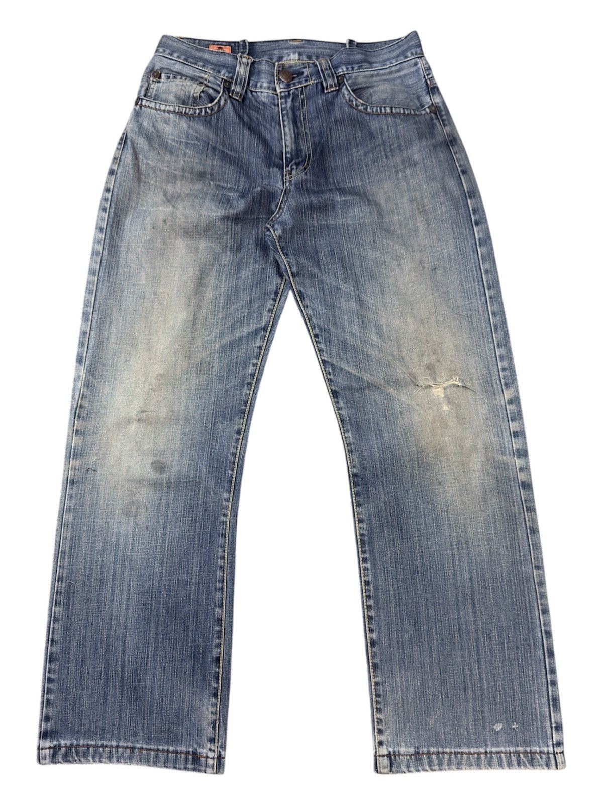 Karakuri Tamashii Japanese Embroidered Handfoot Distressed Y2K Denim Size US 30 / EU 46 - 2 Thumbnail